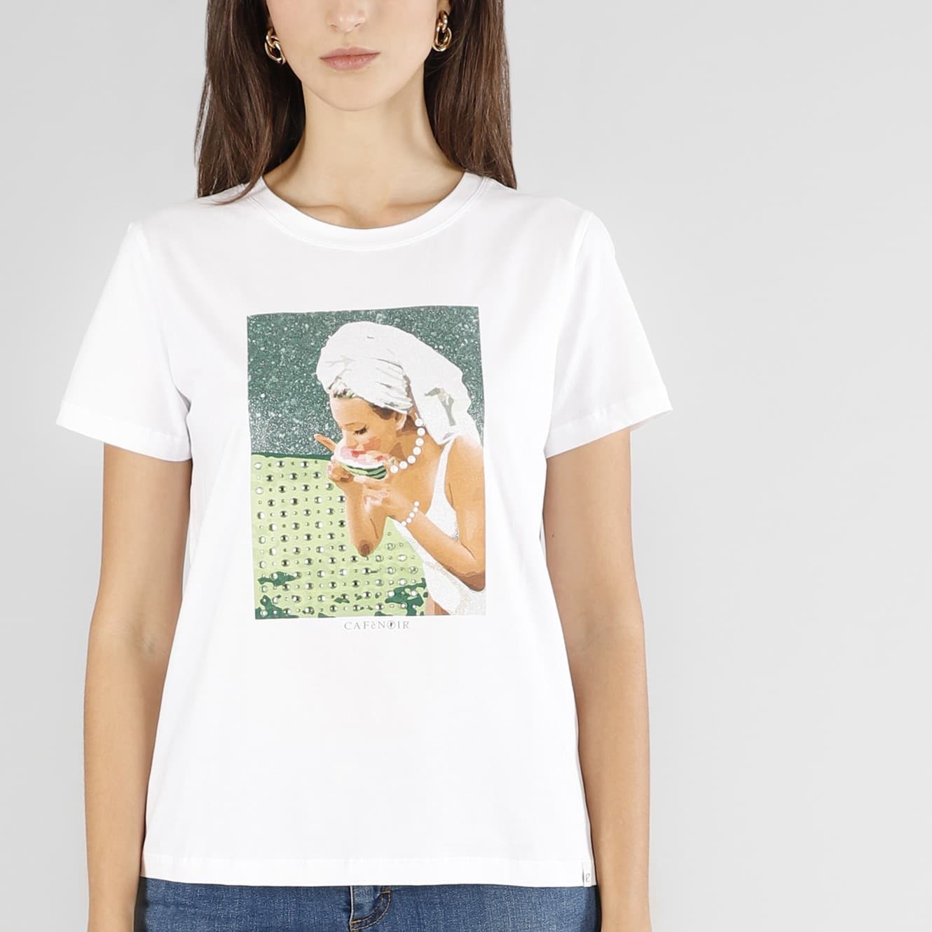 TSHIRT MANICA CORTA STAMPA GLITTERATA in T-shirt 3A Moda Mare Sport - Bellaria Igea Marina, commercioVirtuoso.it