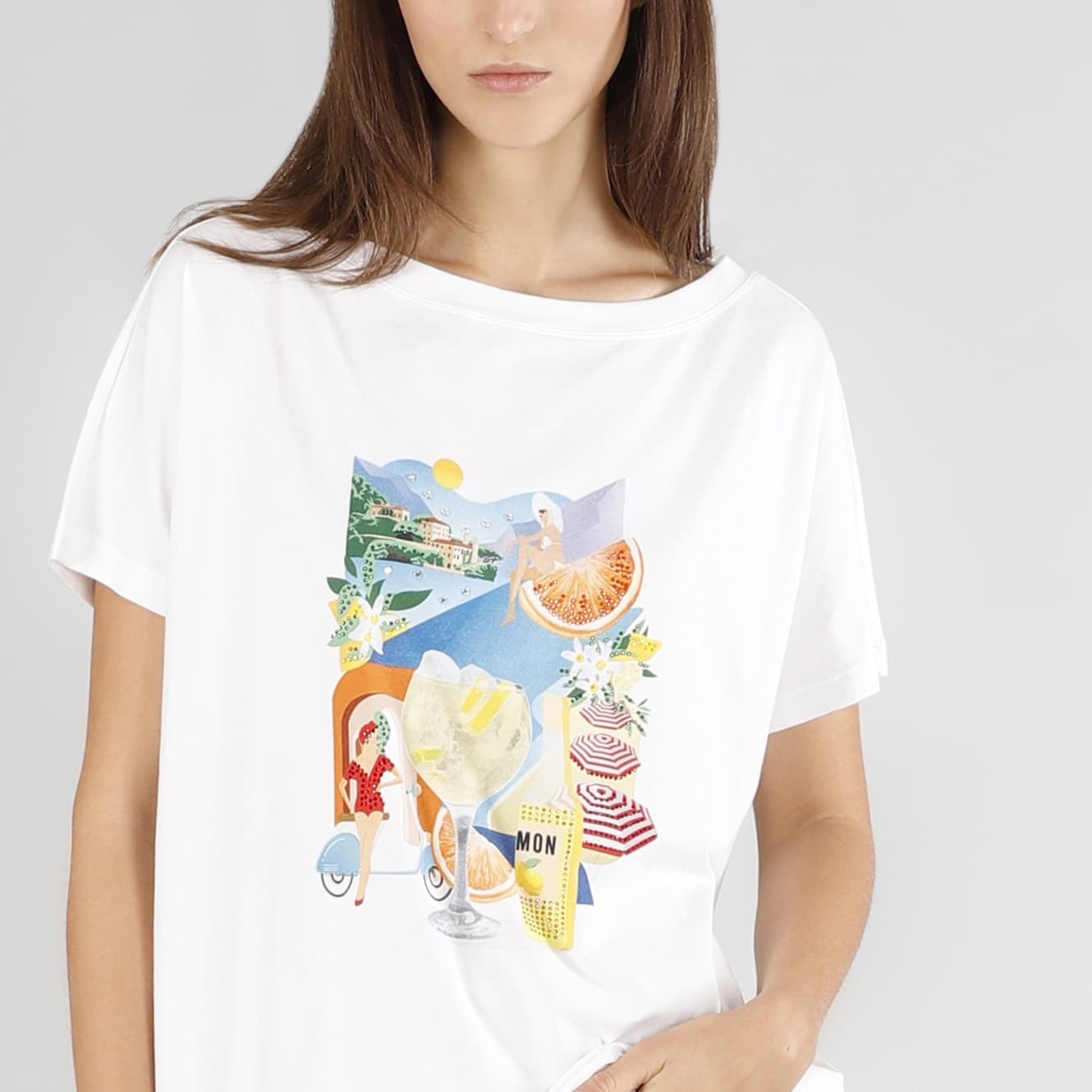 TSHIRT OVERSIZE POSTACARD in T-shirt 3A Moda Mare Sport - Bellaria Igea Marina, commercioVirtuoso.it