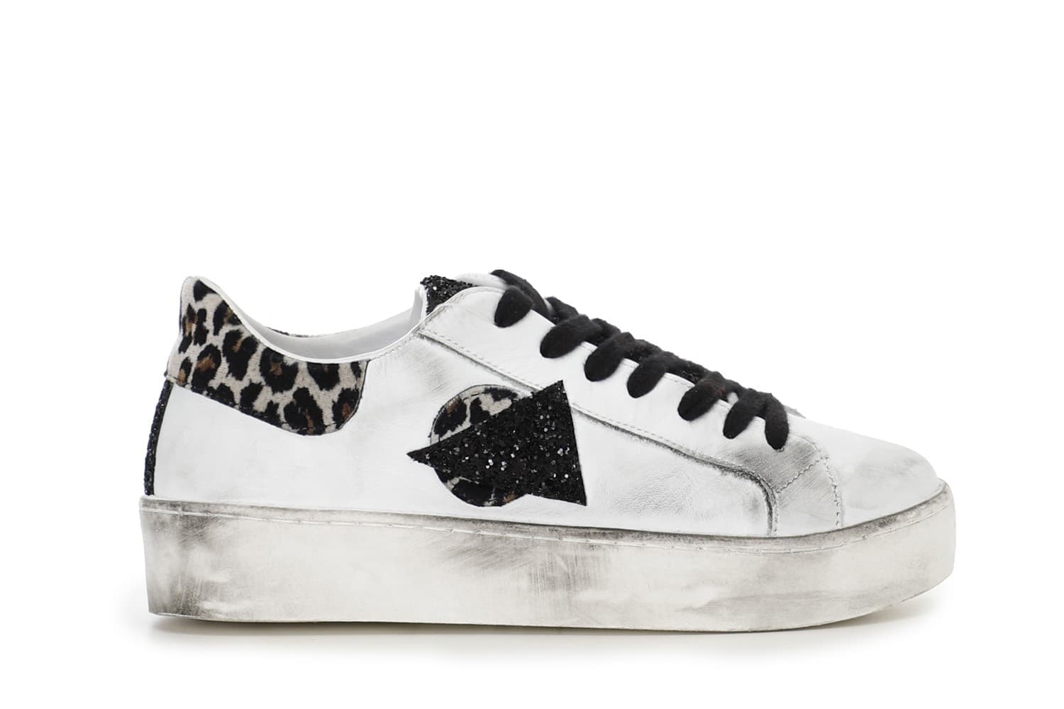 SNEAKERS IN PELLE CON DETTAGLI MACULATIE GLITTER in Sneaker casual 3A Moda Mare Sport - Bellaria Igea Marina, commercioVirtuoso.it