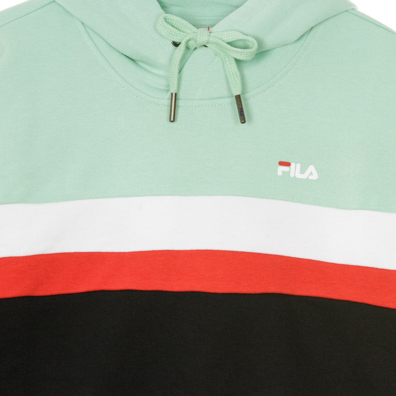 FILA Felpa Leggera Cappuccio Corta Donna Ella Mist Green/black/bright White/true Red da donna in Felpe con cappuccio Drestige - Casamassima, commercioVirtuoso.it