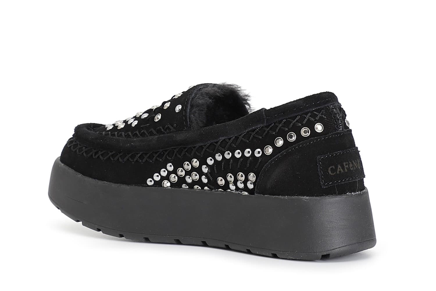 MOCASSINO IN PELLE SCAMOSCIATA CON STRASS BORCHIE E INFILATURE in Loafer e mocassini 3A Moda Mare Sport - Bellaria Igea Marina, commercioVirtuoso.it