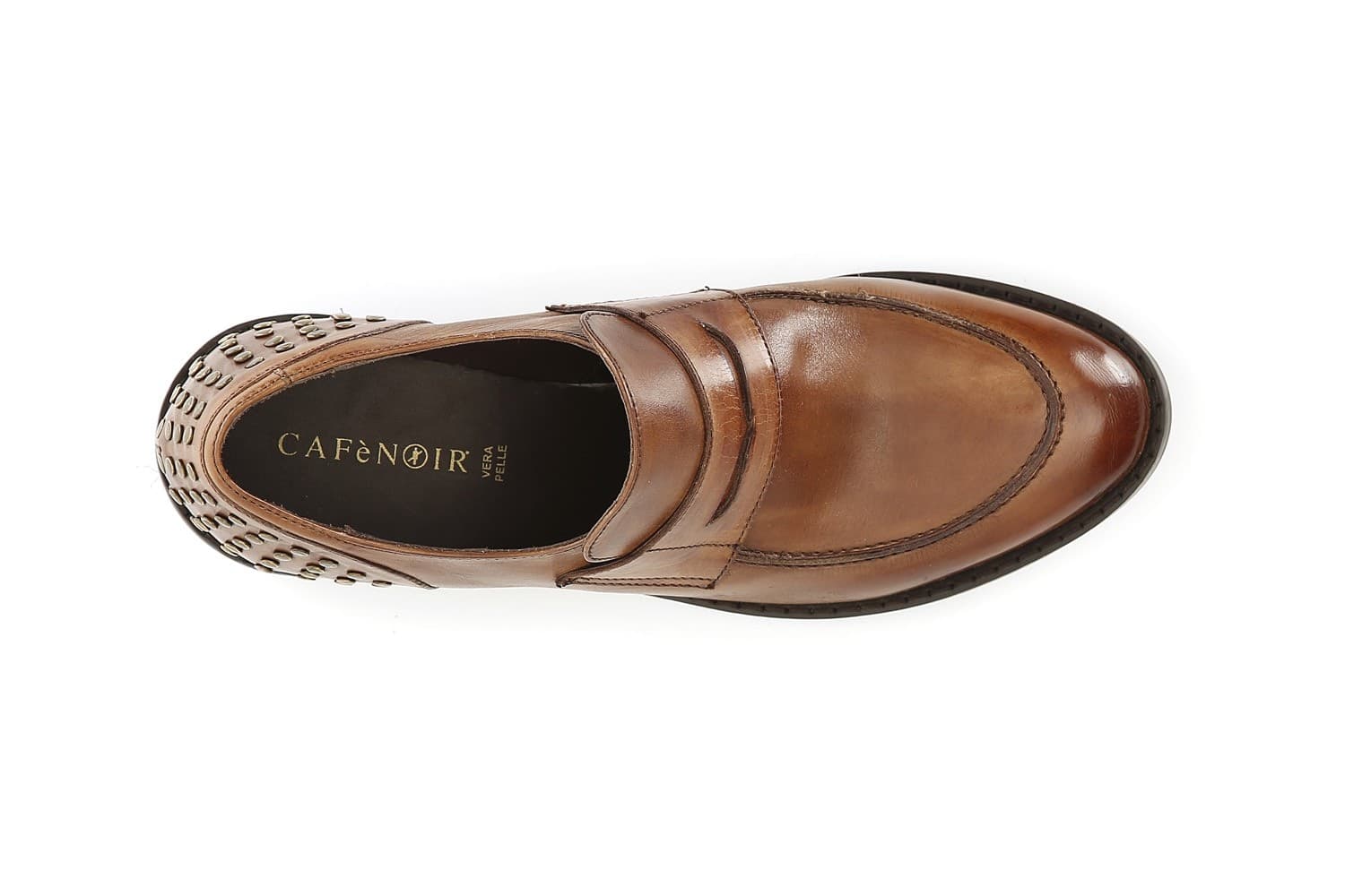 MOCASSINO IN PELLE CON BORCHIE in Loafer e mocassini 3A Moda Mare Sport - Bellaria Igea Marina, commercioVirtuoso.it
