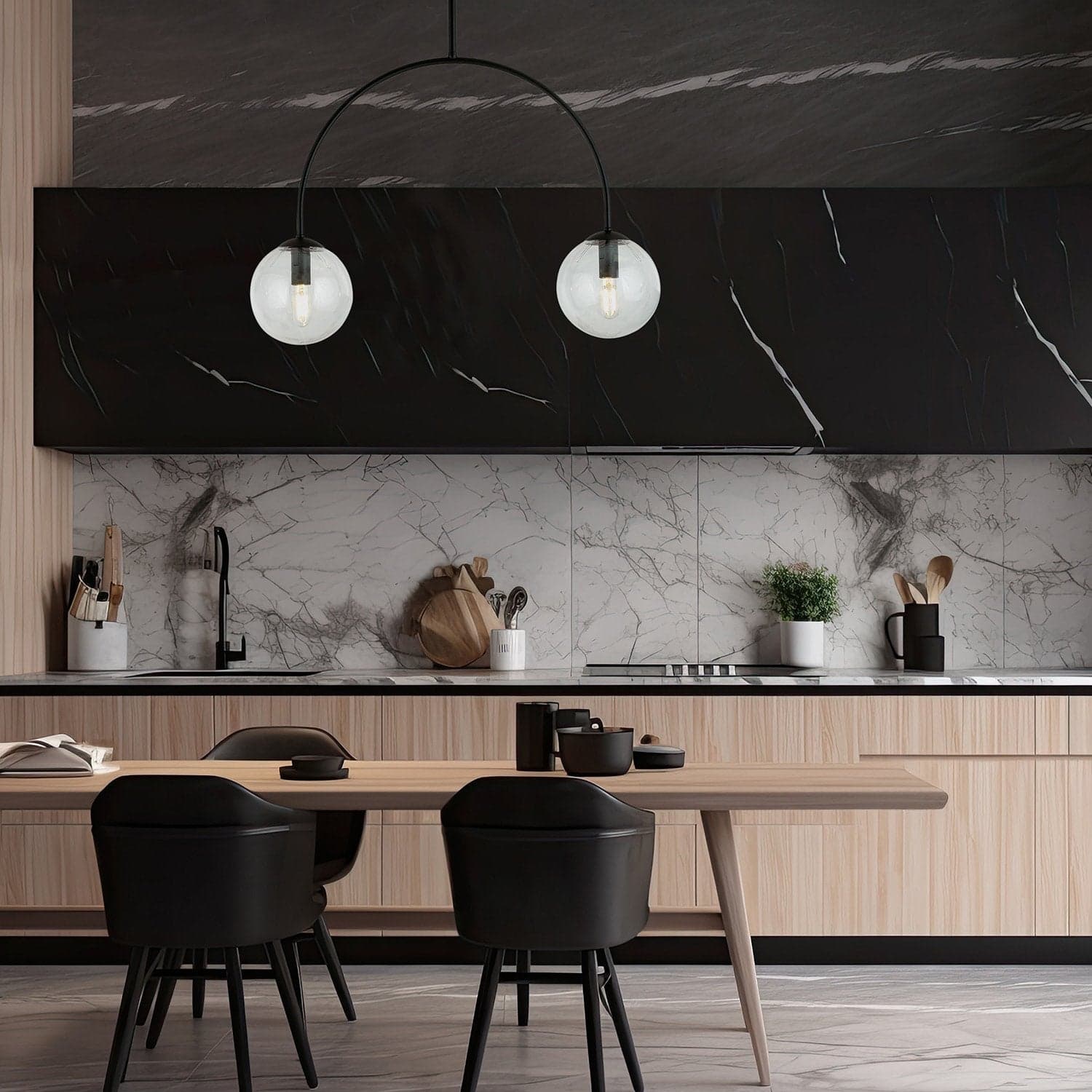 Plafoniera Moderna Archi 2 Luci In Acciaio Nero E Vetro Trasparente in Plafoniere LuceArt - Montecorvino Pugliano, commercioVirtuoso.it