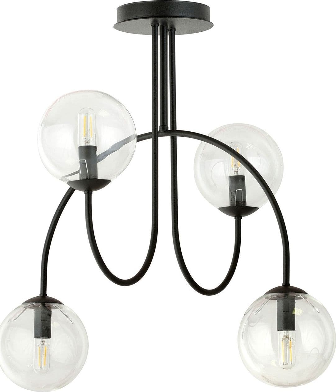 Plafoniera Moderna Archi 4 Luci In Acciaio Nero E Vetro Trasparente 50 Cm in Plafoniere LuceArt - Montecorvino Pugliano, commercioVirtuoso.it