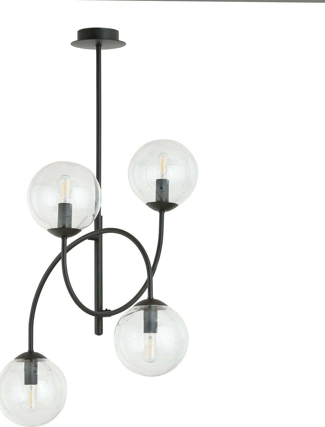 Plafoniera Moderna Archi 4 Luci In Acciaio Nero E Vetro Trasparente in Plafoniere LuceArt - Montecorvino Pugliano, commercioVirtuoso.it