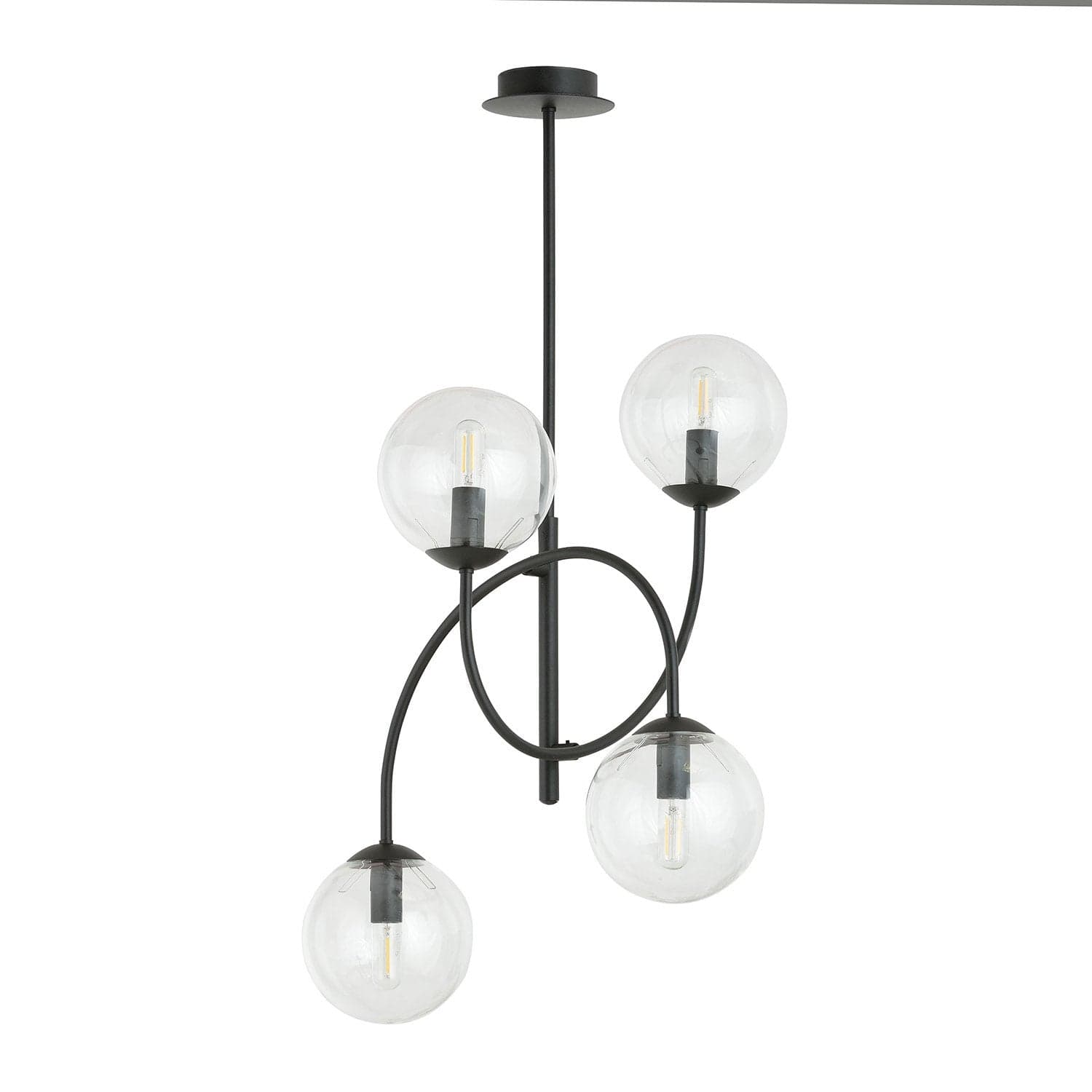 Plafoniera Moderna Archi 4 Luci In Acciaio Nero E Vetro Trasparente in Plafoniere LuceArt - Montecorvino Pugliano, commercioVirtuoso.it