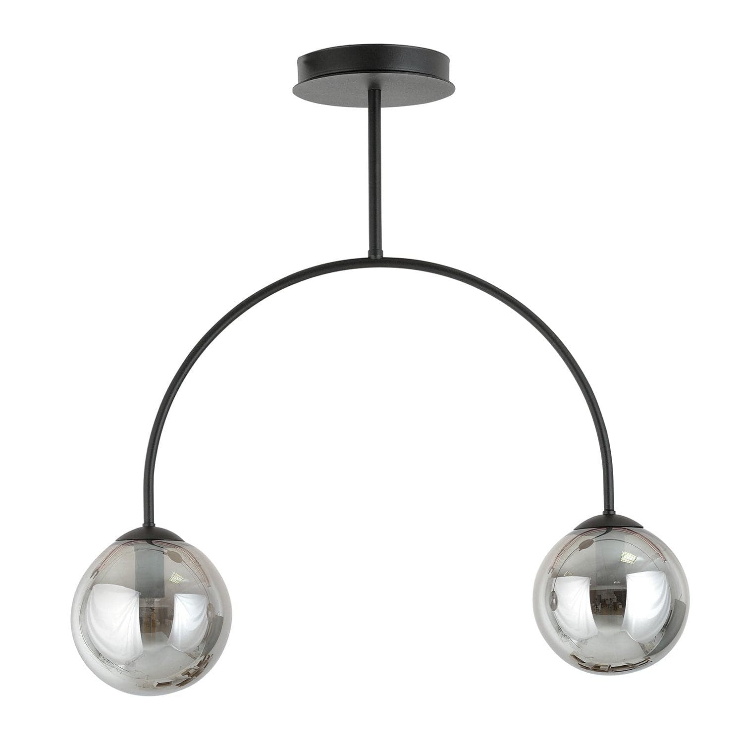 Plafoniera Moderna Archi 2 Luci In Acciaio Nero E Vetro Fumè in Plafoniere LuceArt - Montecorvino Pugliano, commercioVirtuoso.it
