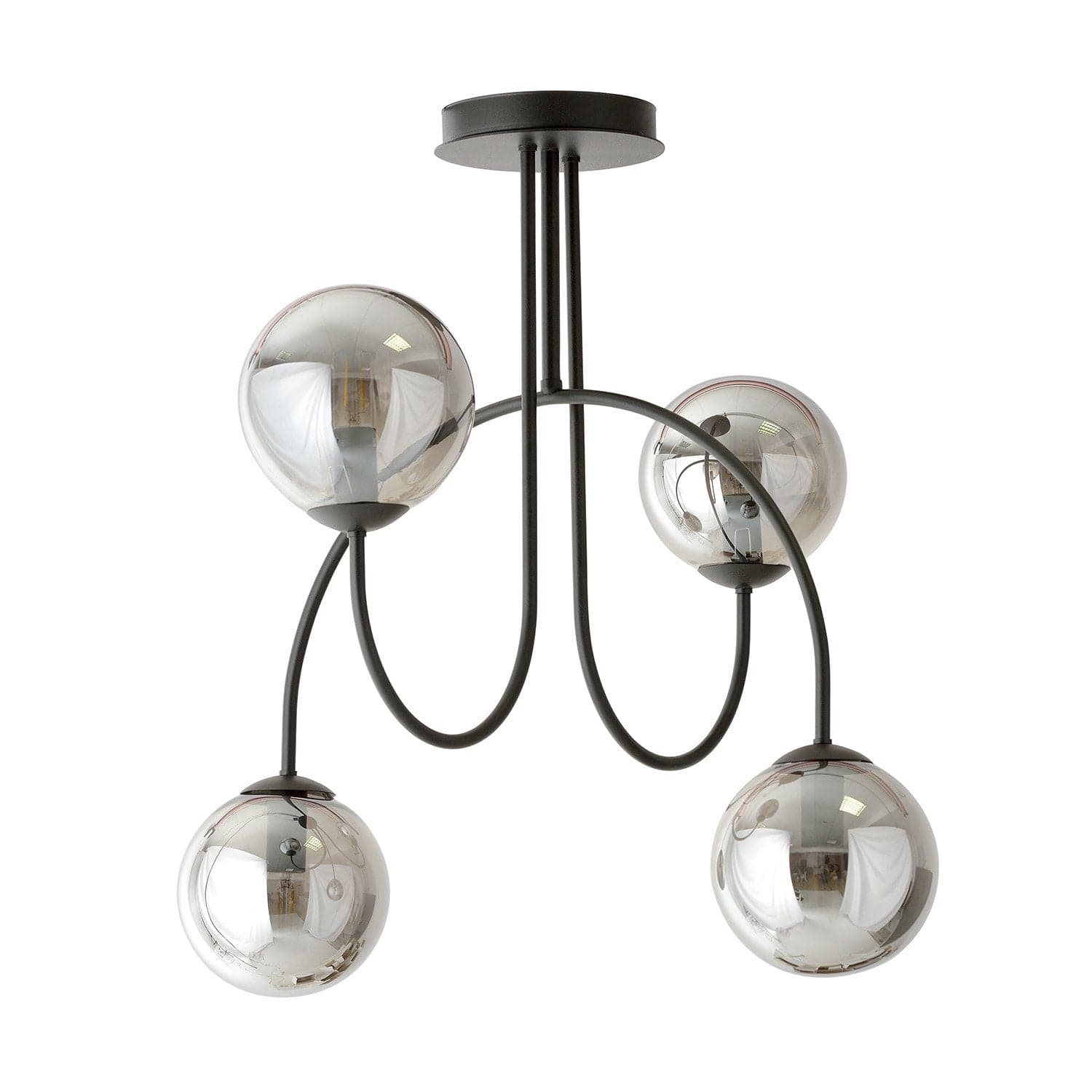 Plafoniera Moderna Archi 4 Luci In Acciaio Nero E Vetro Fumè 50 Cm in Plafoniere LuceArt - Montecorvino Pugliano, commercioVirtuoso.it