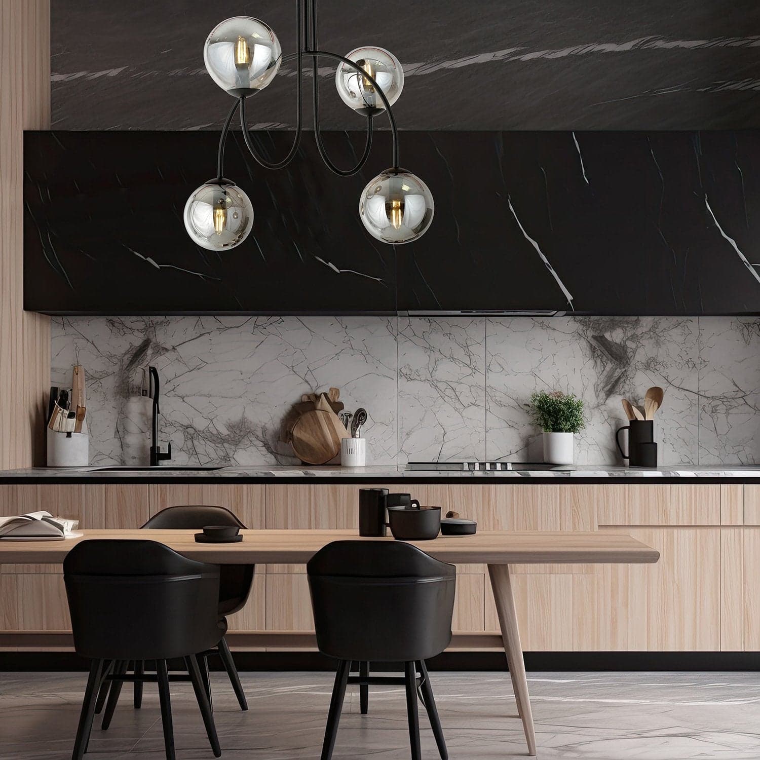 Plafoniera Moderna Archi 4 Luci In Acciaio Nero E Vetro Fumè 50 Cm in Plafoniere LuceArt - Montecorvino Pugliano, commercioVirtuoso.it
