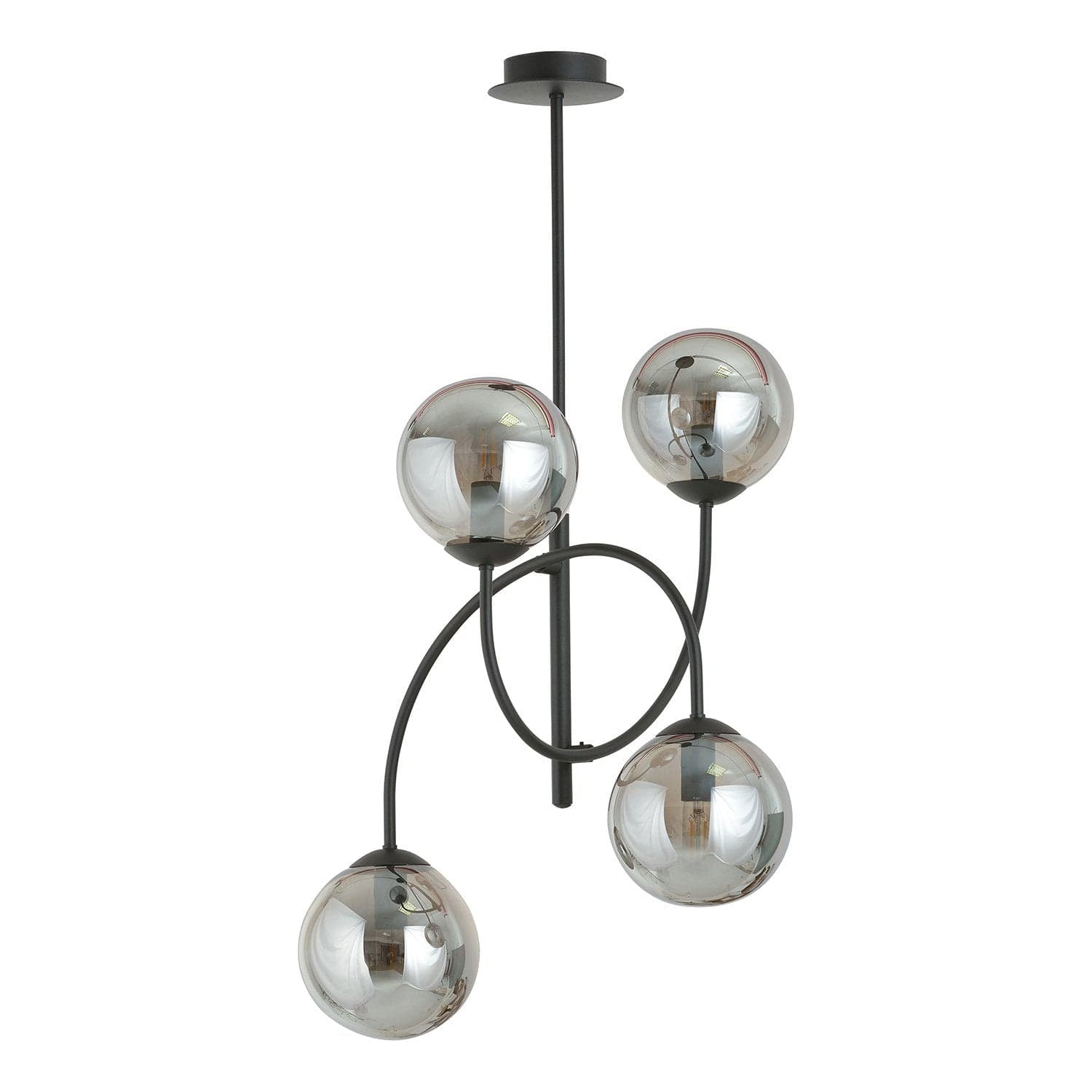 Plafoniera Moderna Archi 4 Luci In Acciaio Nero E Vetro Fumè in Plafoniere LuceArt - Montecorvino Pugliano, commercioVirtuoso.it