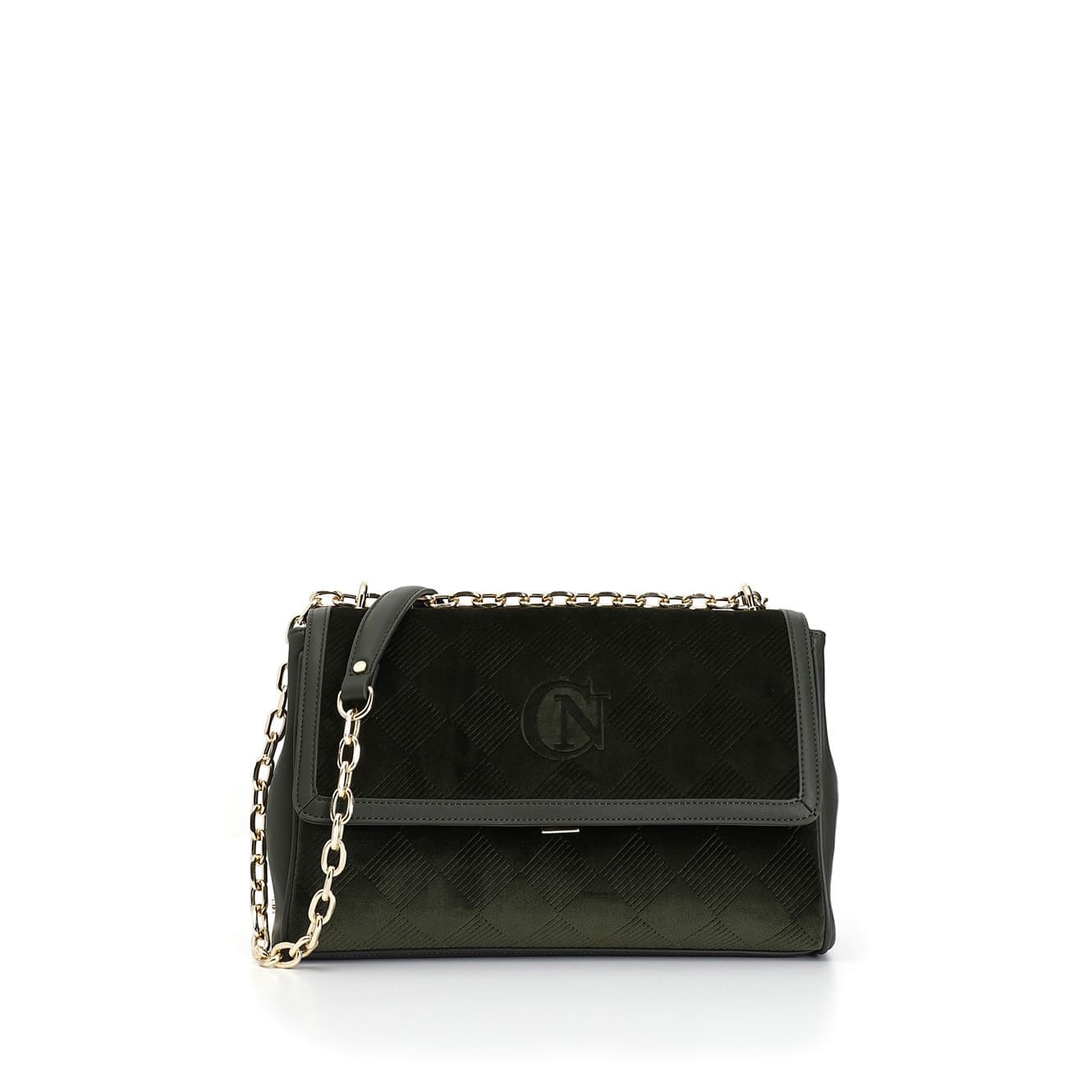 BORSA CON PATTINA IN VELLUTO EMBOSSED, TRACOLLA CON CATENA in Borse a spalla 3A Moda Mare Sport - Bellaria Igea Marina, commercioVirtuoso.it