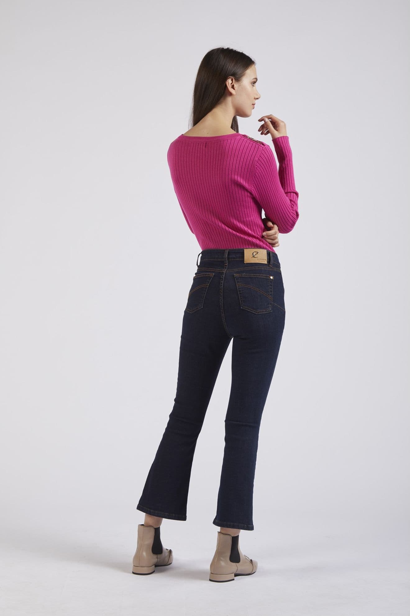 DENIM CROPPED FLARE CON TASCHE A TOPPA in Jeans 3A Moda Mare Sport - Bellaria Igea Marina, commercioVirtuoso.it