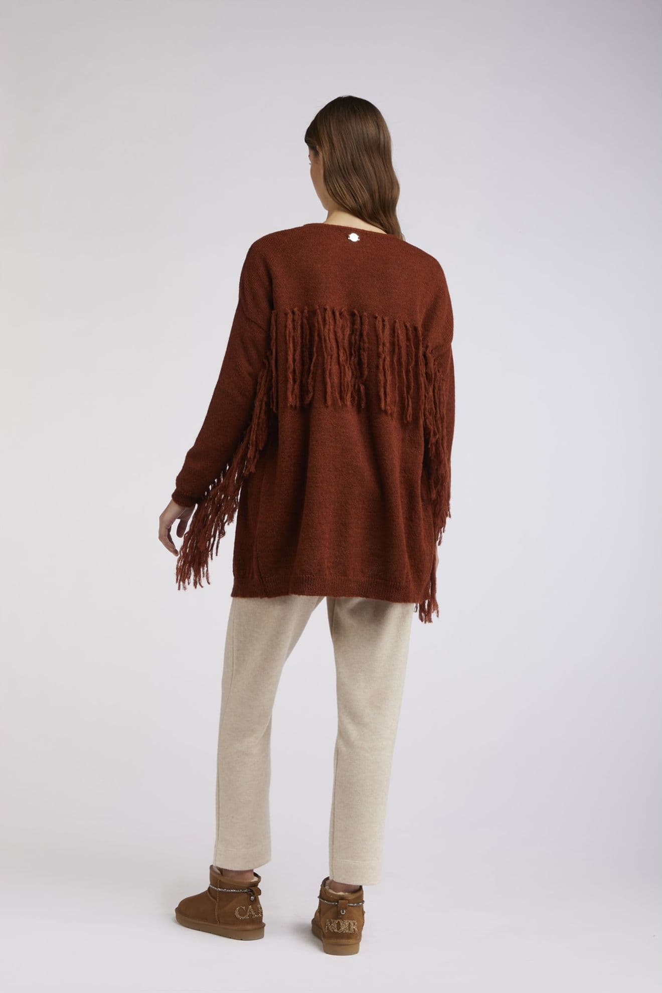 CARDIGAN MISTOALPACA CON FRANGE ALLE MANICHE E DIETRO in Cardigan 3A Moda Mare Sport - Bellaria Igea Marina, commercioVirtuoso.it