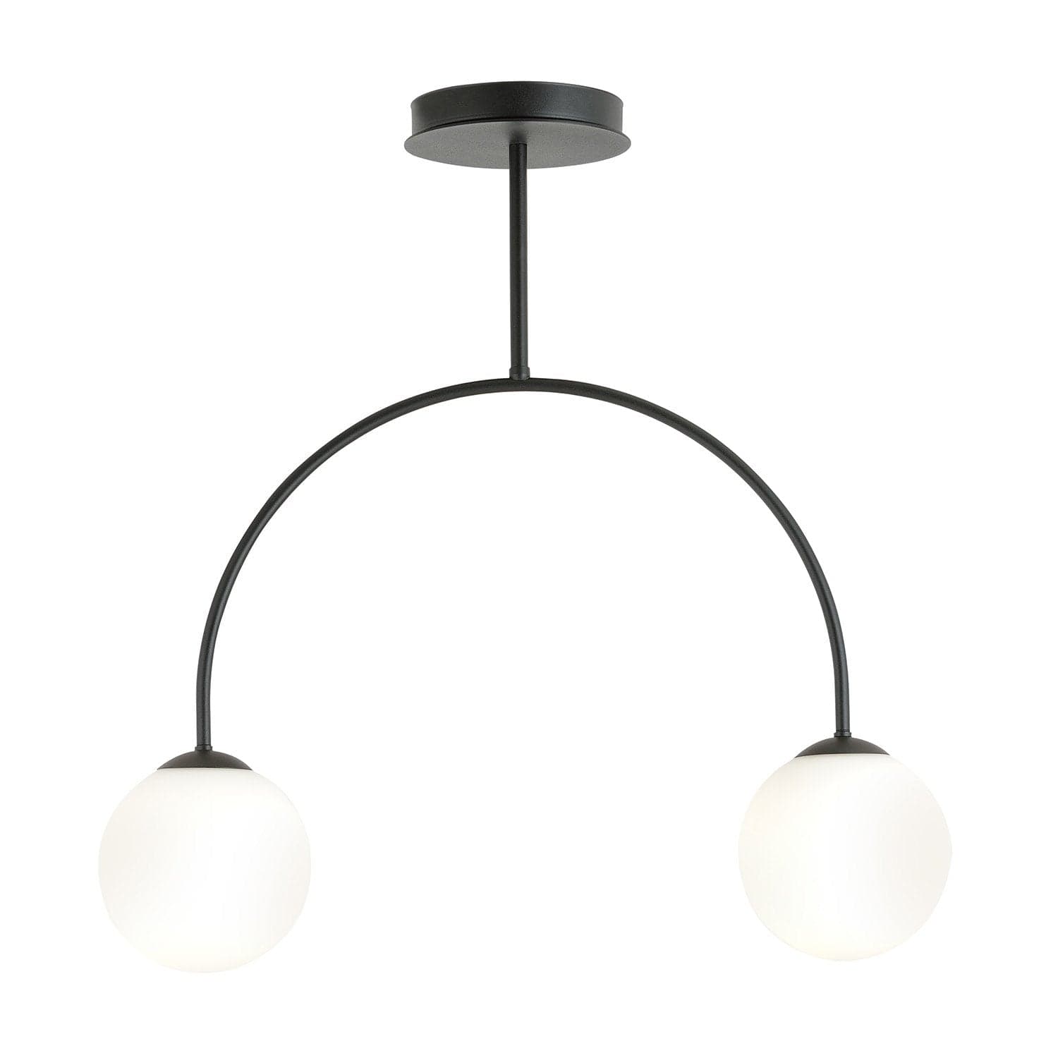 Plafoniera Moderna Archi 2 Luci In Acciaio Nero E Vetro Bianco in Plafoniere LuceArt - Montecorvino Pugliano, commercioVirtuoso.it