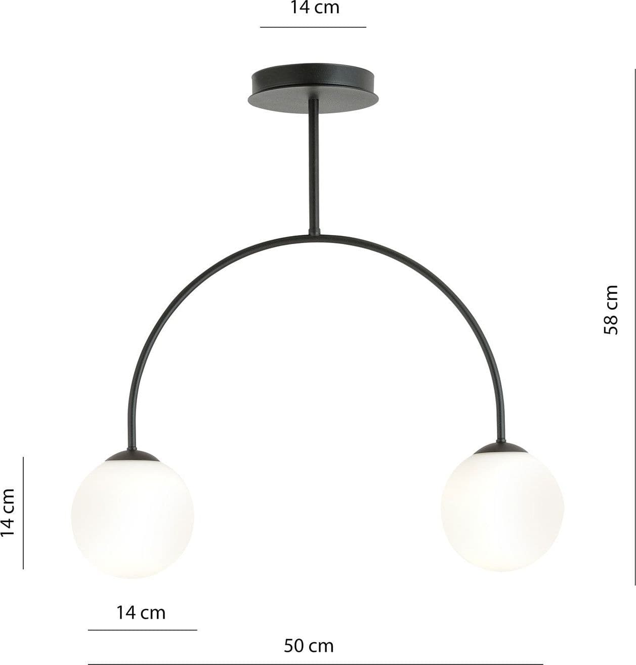 Plafoniera Moderna Archi 2 Luci In Acciaio Nero E Vetro Bianco in Plafoniere LuceArt - Montecorvino Pugliano, commercioVirtuoso.it
