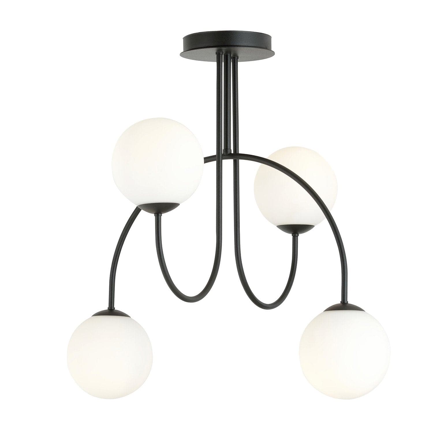 Plafoniera Moderna Archi 4 Luci In Acciaio Nero E Vetro Bianco 50 Cm in Plafoniere LuceArt - Montecorvino Pugliano, commercioVirtuoso.it