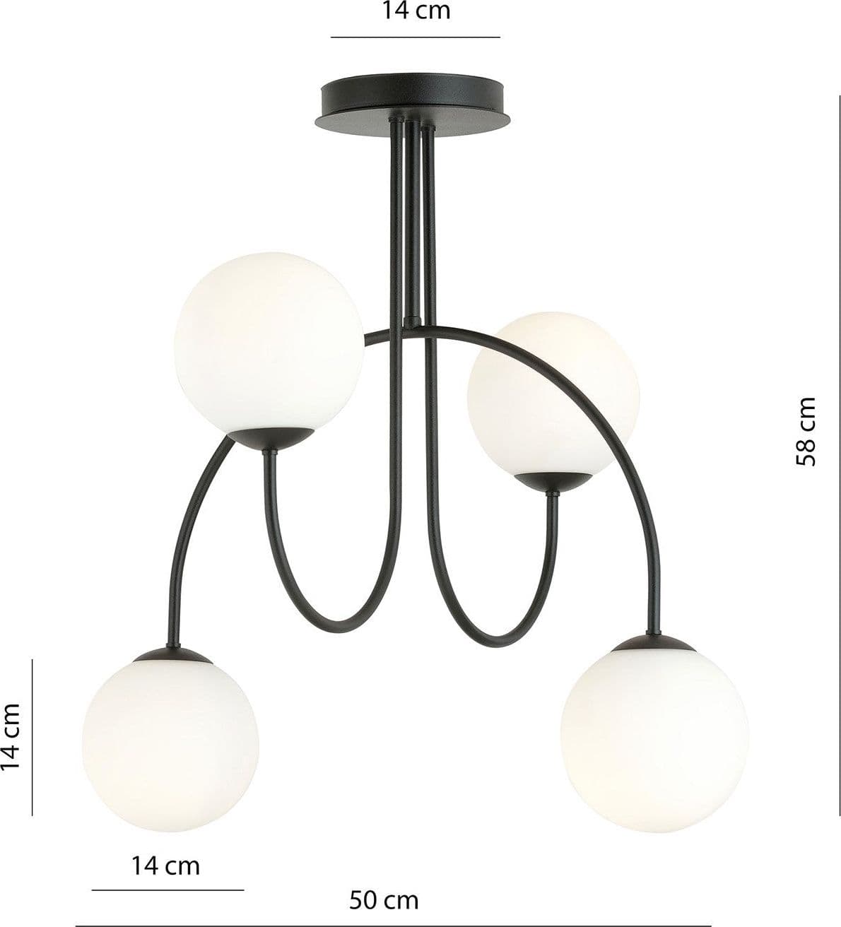 Plafoniera Moderna Archi 4 Luci In Acciaio Nero E Vetro Bianco 50 Cm in Plafoniere LuceArt - Montecorvino Pugliano, commercioVirtuoso.it