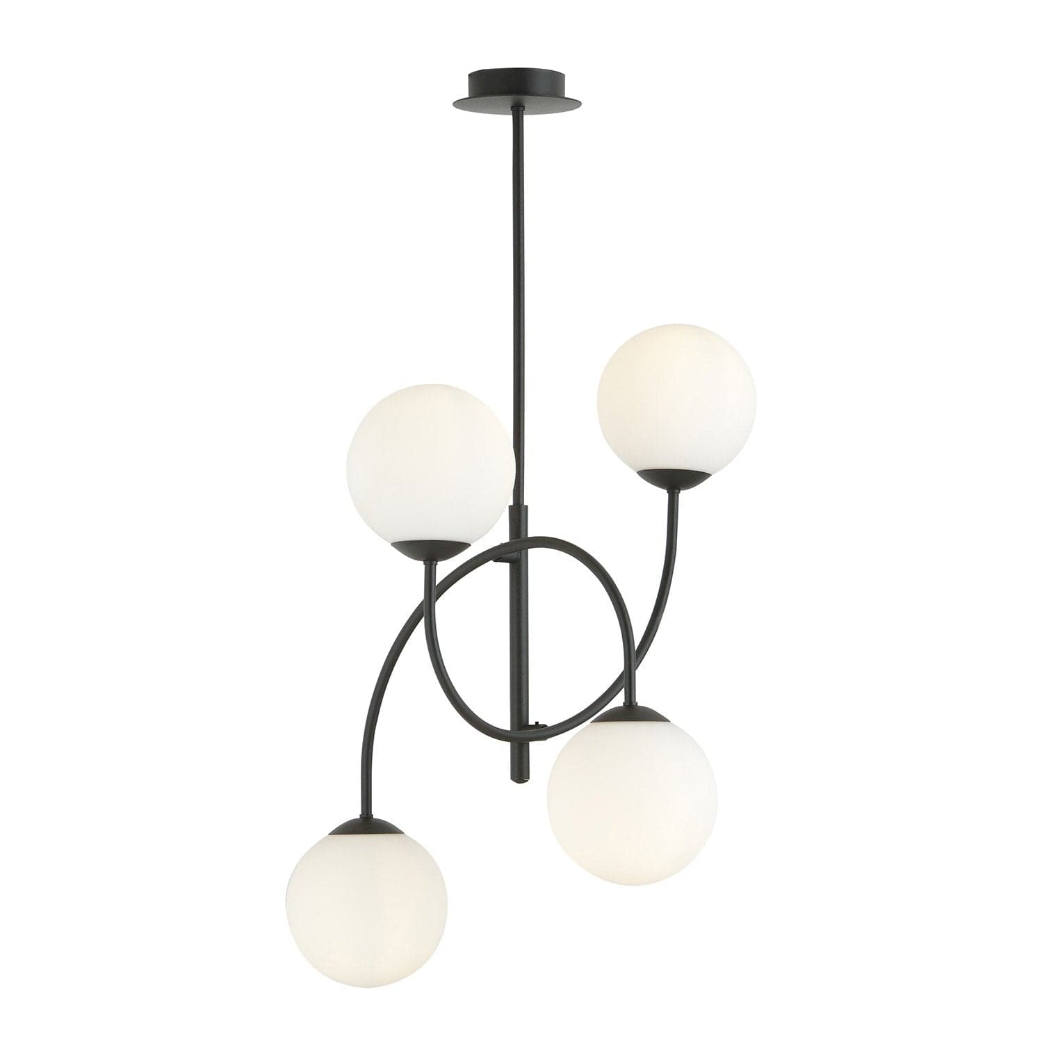 Plafoniera Moderna Archi 4 Luci In Acciaio Nero E Vetro Bianco in Plafoniere LuceArt - Montecorvino Pugliano, commercioVirtuoso.it