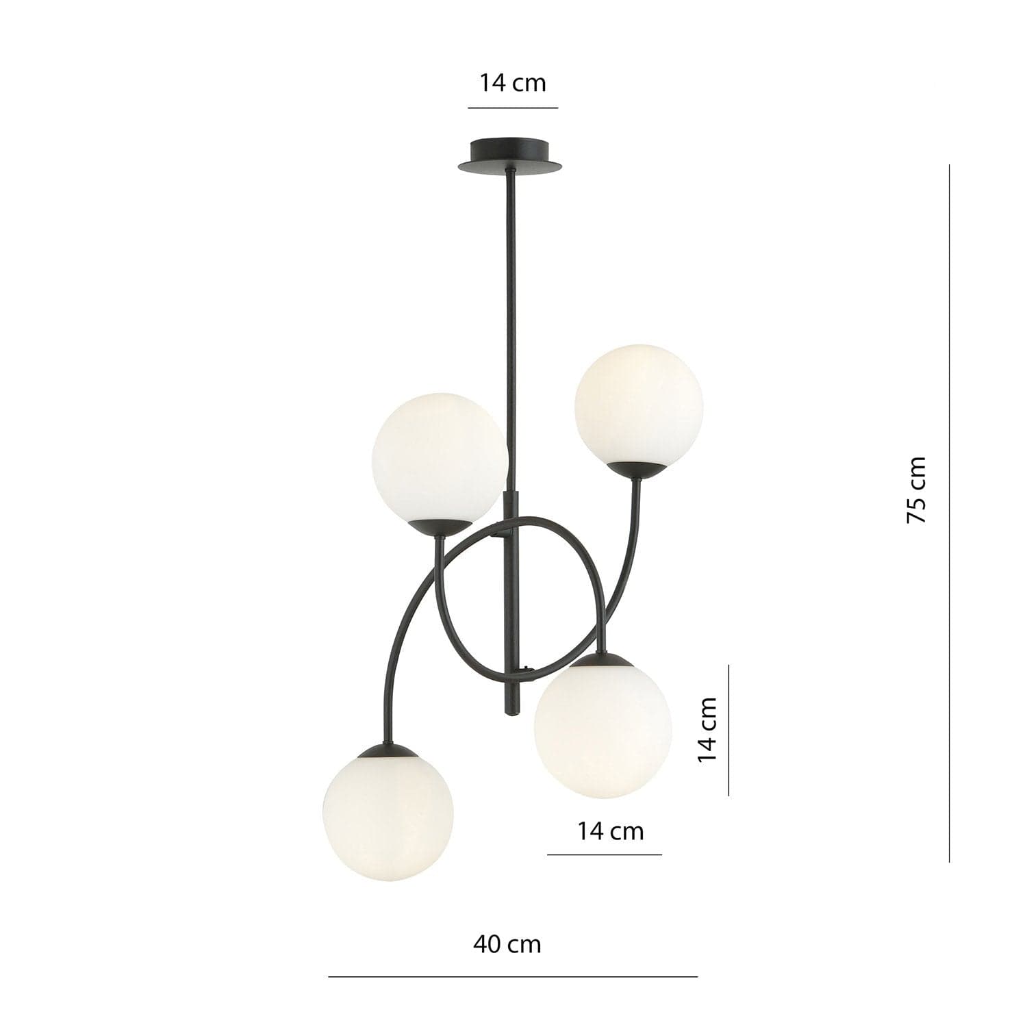 Plafoniera Moderna Archi 4 Luci In Acciaio Nero E Vetro Bianco in Plafoniere LuceArt - Montecorvino Pugliano, commercioVirtuoso.it