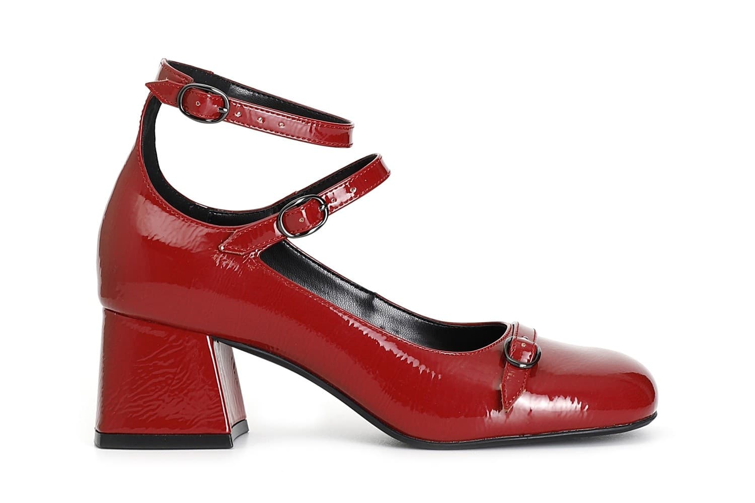 DECOLLETTE 3 FIBBIE EFFETTO VERNICE in Scarpe col tacco 3A Moda Mare Sport - Bellaria Igea Marina, commercioVirtuoso.it
