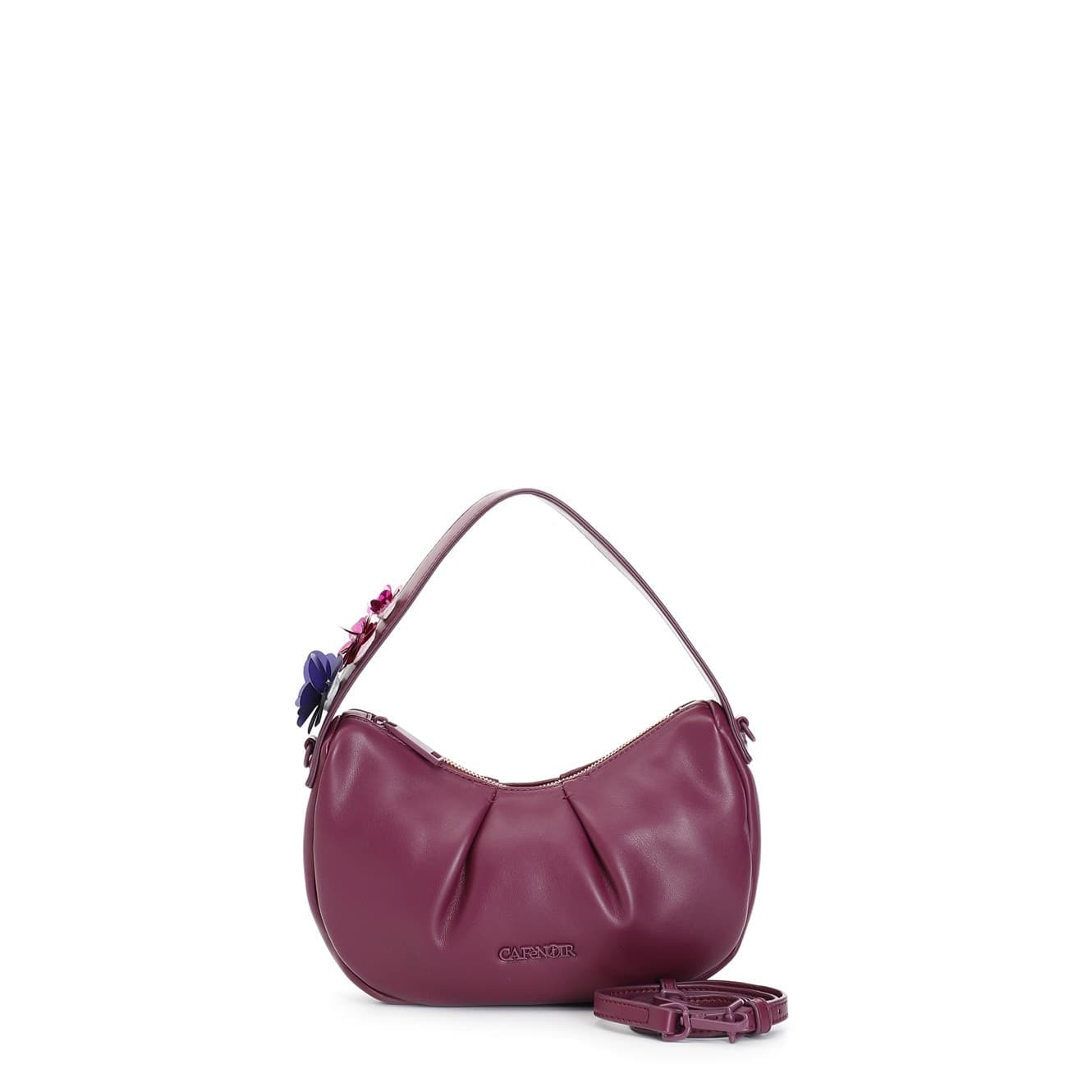 HOBO IN MATERIALE LISCIO IMBOTTITO EFFETTO PUFFY CON APPLICAZIONE DI FIORI IN P in Borse a spalla 3A Moda Mare Sport - Bellaria Igea Marina, commercioVirtuoso.it