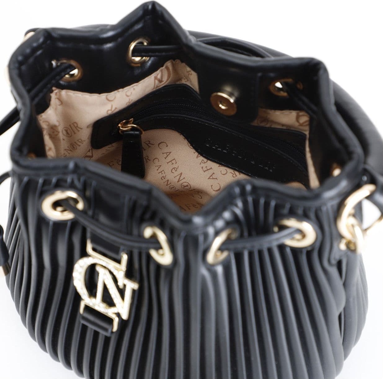 SECCHIELLO CON COULISSE IN MATERIALE METALLIZZATO PLISSE' , CON LOGO IN METALLO in Bidoni dei rifiuti 3A Moda Mare Sport - Bellaria Igea Marina, commercioVirtuoso.it