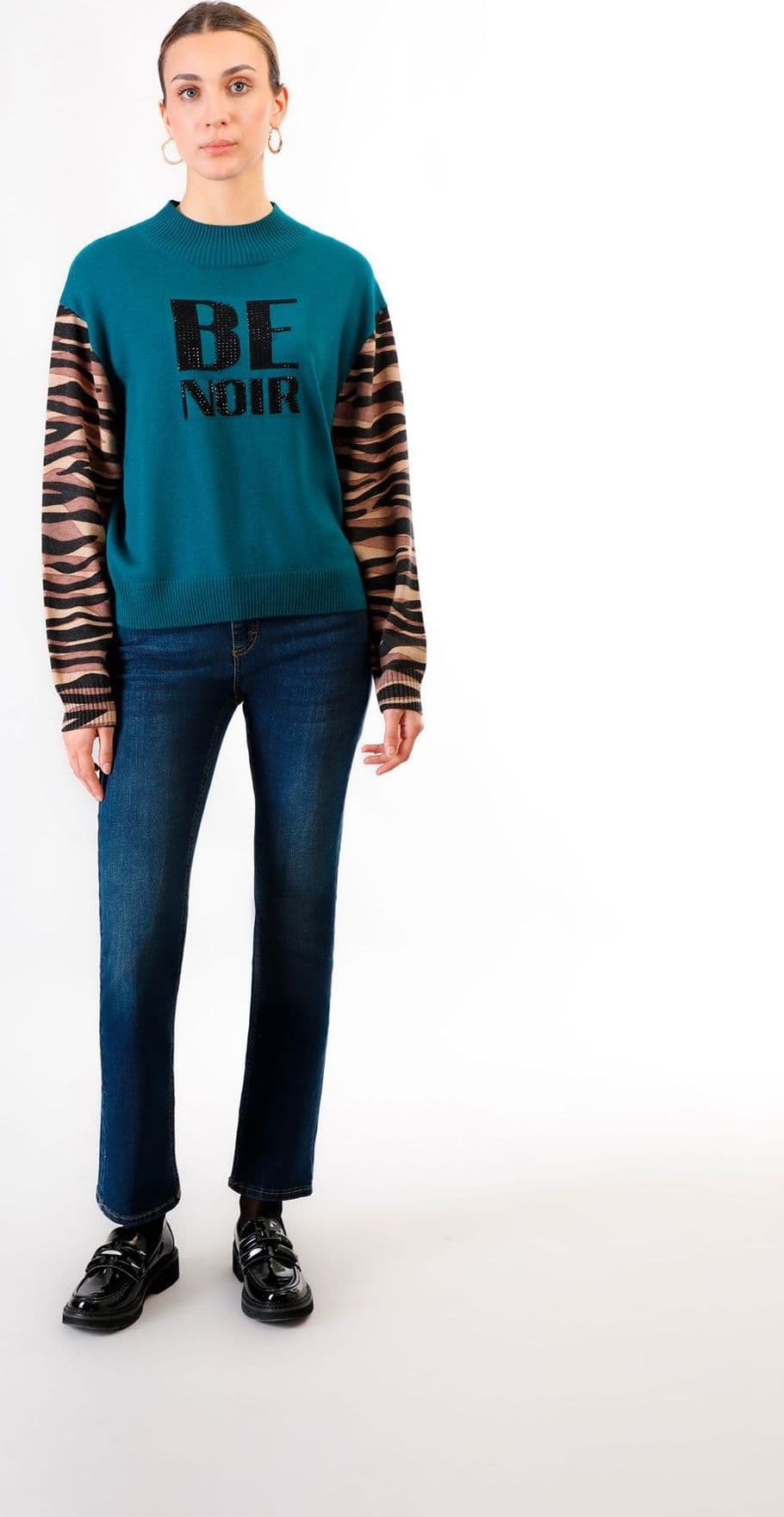 MAGLIA COLLO A CICLISTA  BE NOIR CON MANICHE STAMPATE