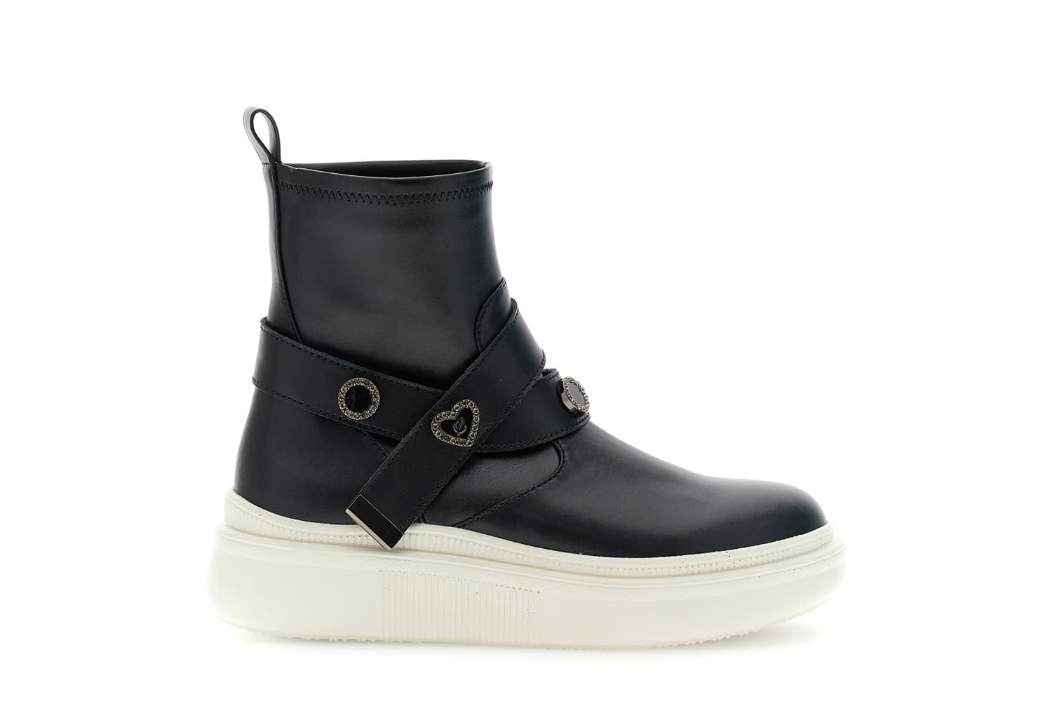 SNEAKER TRONCHETTO IN PELLE RIVESTITA ESINTETICO EFFETTO PELLE CON ACCESSORIO