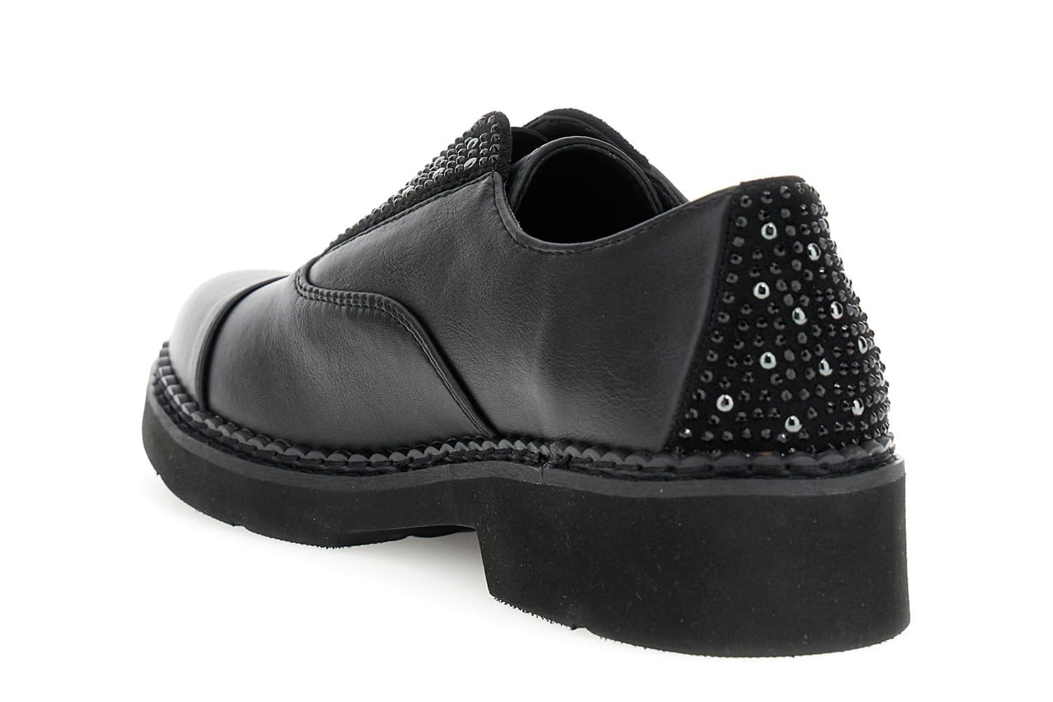 DERBY IN SINTETICO EFFETTO PELLE CON INSERTI DI STRASS E BORCHIE in Oxford e Derby 3A Moda Mare Sport - Bellaria Igea Marina, commercioVirtuoso.it