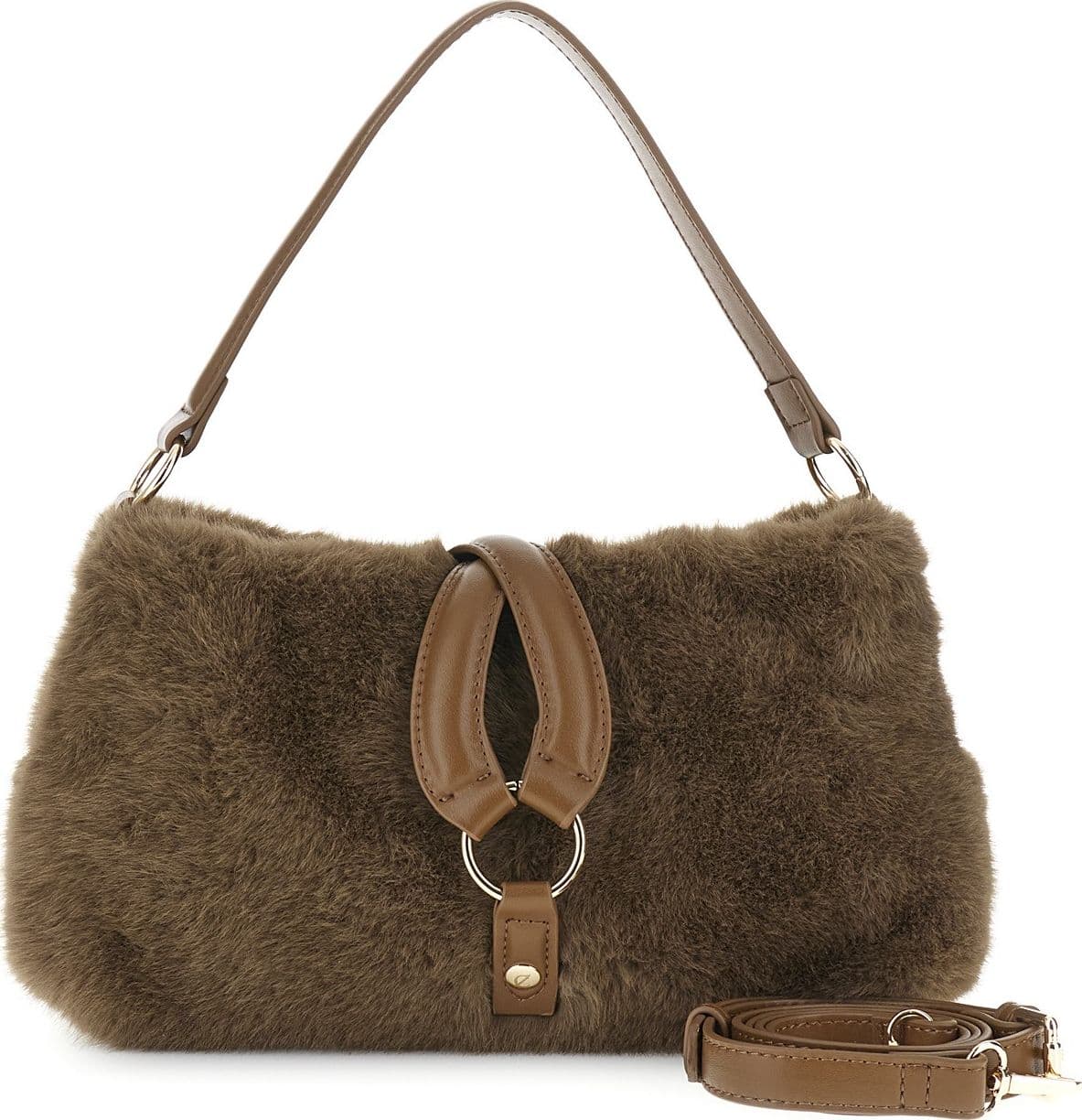 BORSA A SPALLA IN PELLICCIA SINTETICA CON BACCELLO E ANELLO. in Borse Tote 3A Moda Mare Sport - Bellaria Igea Marina, commercioVirtuoso.it
