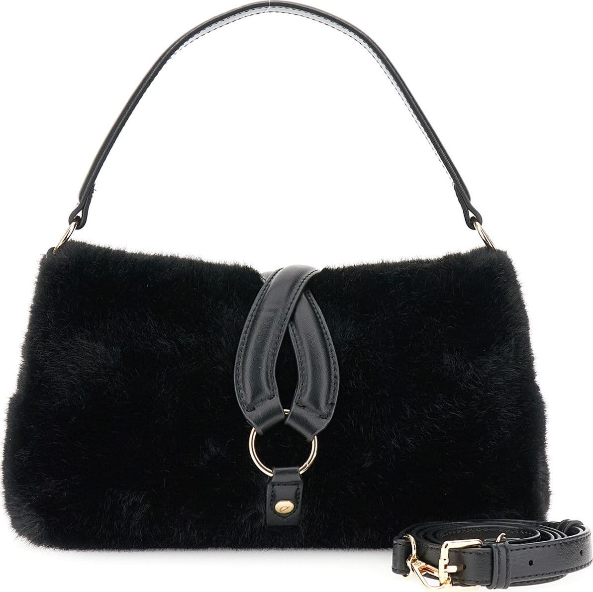 BORSA A SPALLA IN PELLICCIA SINTETICA CON BACCELLO E ANELLO. in Borse Tote 3A Moda Mare Sport - Bellaria Igea Marina, commercioVirtuoso.it