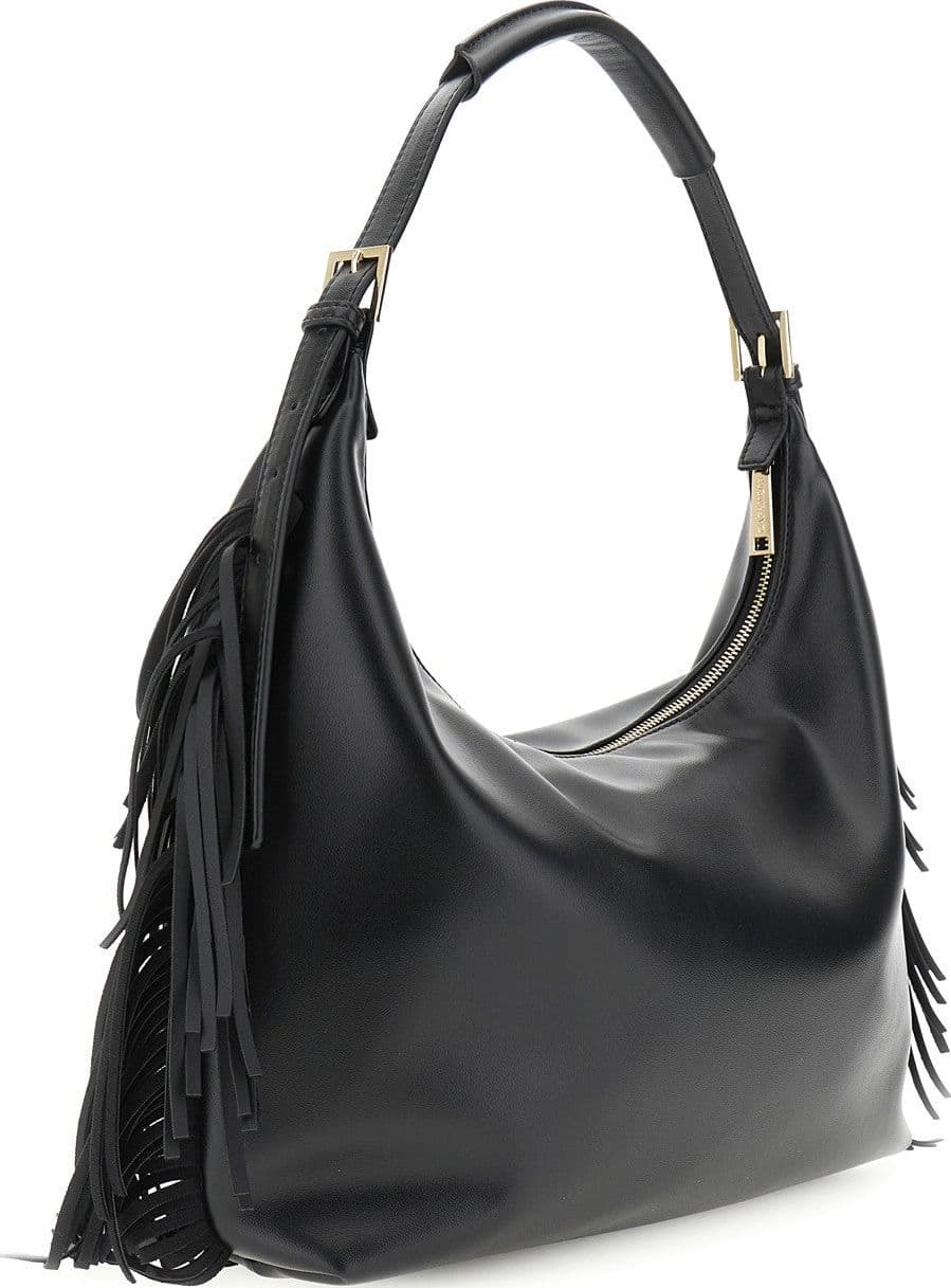 BORSA A SPALLA IN SINTETICO EFFETTO PELLE CON FRANGE E LOGO SUL DAVANTI in Borse a spalla 3A Moda Mare Sport - Bellaria Igea Marina, commercioVirtuoso.it