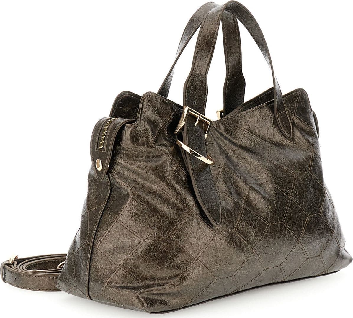 BORSA A MANO MORBIDA IN SINTETICO EFFETTO PELLE METALLIZZATO,RICAMO GEOMETRICO in Borse a spalla 3A Moda Mare Sport - Bellaria Igea Marina, commercioVirtuoso.it