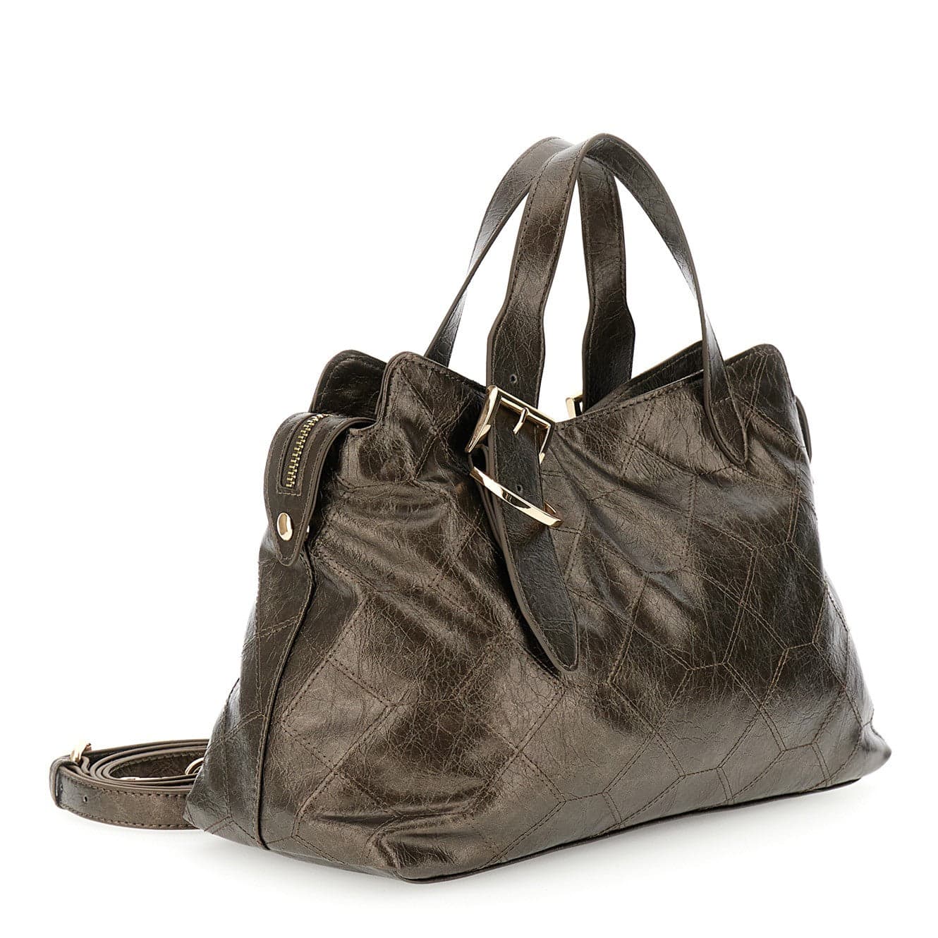 BORSA A MANO MORBIDA IN SINTETICO EFFETTO PELLE METALLIZZATO,RICAMO GEOMETRICO in Borse a spalla 3A Moda Mare Sport - Bellaria Igea Marina, commercioVirtuoso.it