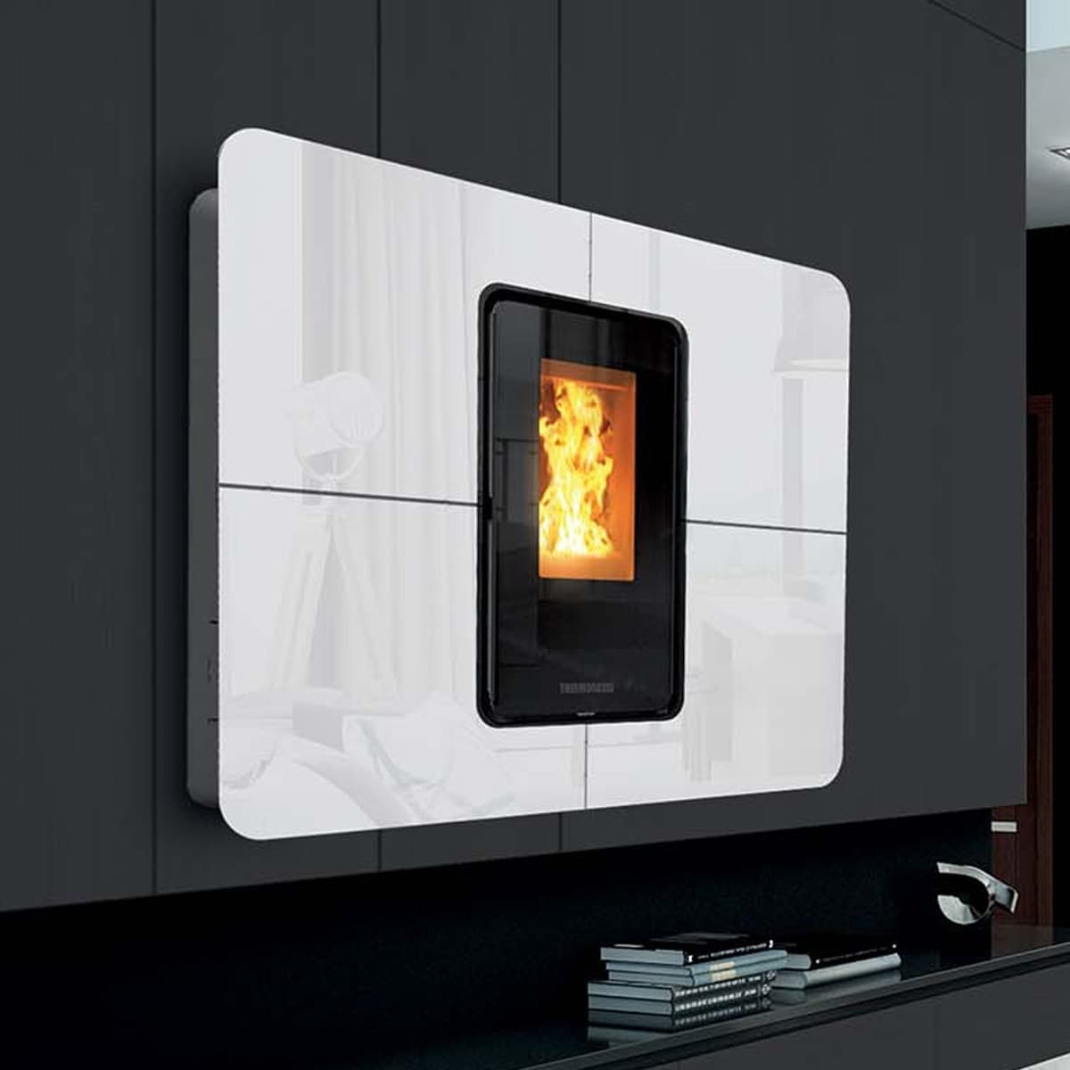 Thermorossi Termostufa a Pellet SlimQuadro Idra Cristallo 14,3 kW in Candele di accensione Masterbrico - Longobardi, commercioVirtuoso.it