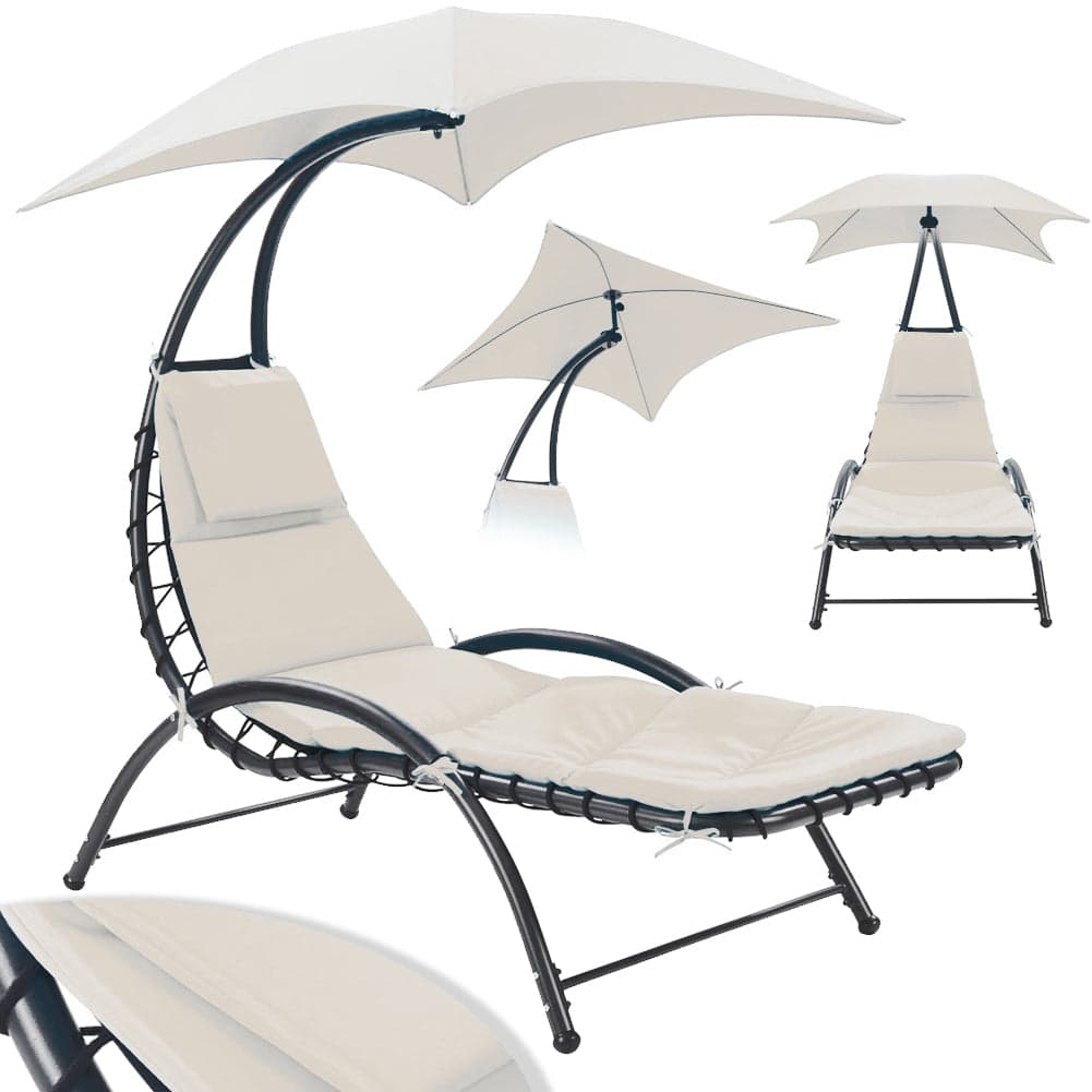 Sdraio Amaca Prendisole con Ombrellone Parasole da Giardino in Poliestere Beige in Lettini Danyx - Casoria, commercioVirtuoso.it