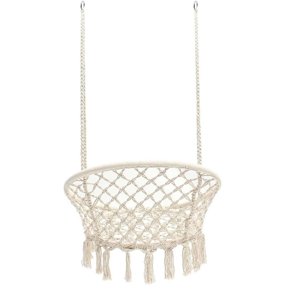 Poltrona Sospesa Amaca Dondolo Intrecciata in Tessuto Beige uso Interni Esterni in Sedie sospese Danyx - Casoria, commercioVirtuoso.it