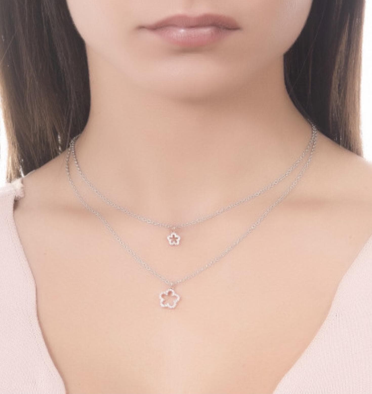 BOCCADAMO - Collana doppio filo degradè con fiori pendenti e zirconi in Collane Alba Gioielli - Casoria, commercioVirtuoso.it