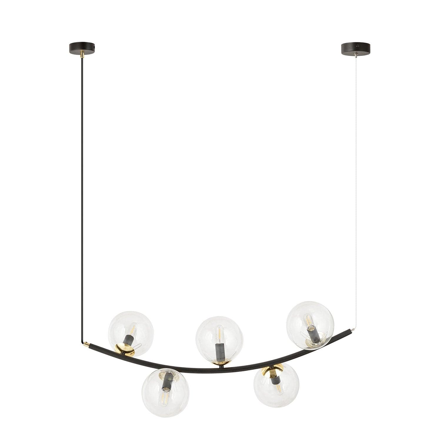 Sospensione Contemporanea Ritz 5 Luci In Acciaio Nero E Vetro Trasparente in Lampade a sospensione LuceArt - Montecorvino Pugliano, commercioVirtuoso.it