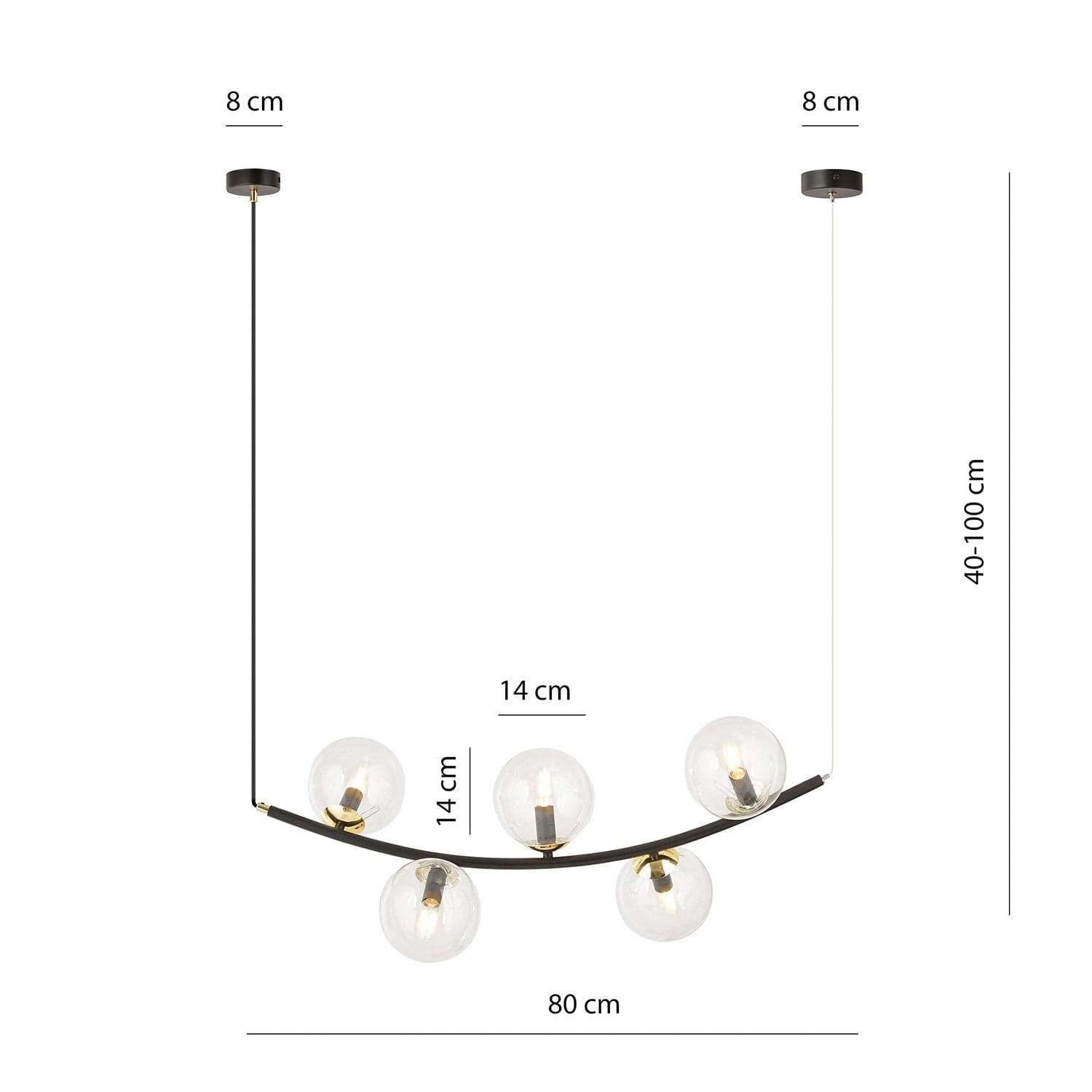 Sospensione Contemporanea Ritz 5 Luci In Acciaio Nero E Vetro Trasparente in Lampade a sospensione LuceArt - Montecorvino Pugliano, commercioVirtuoso.it