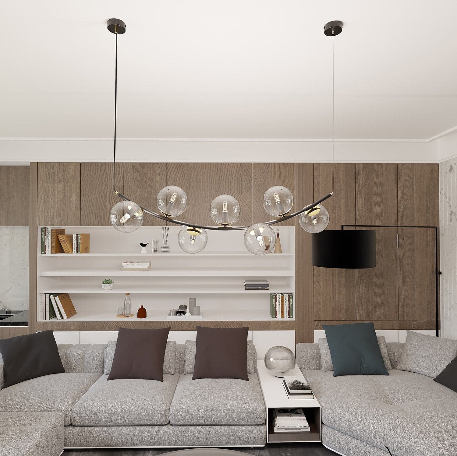 Sospensione Contemporanea Ritz 7 Luci In Acciaio Nero E Vetro Trasparente in Lampade a sospensione LuceArt - Montecorvino Pugliano, commercioVirtuoso.it