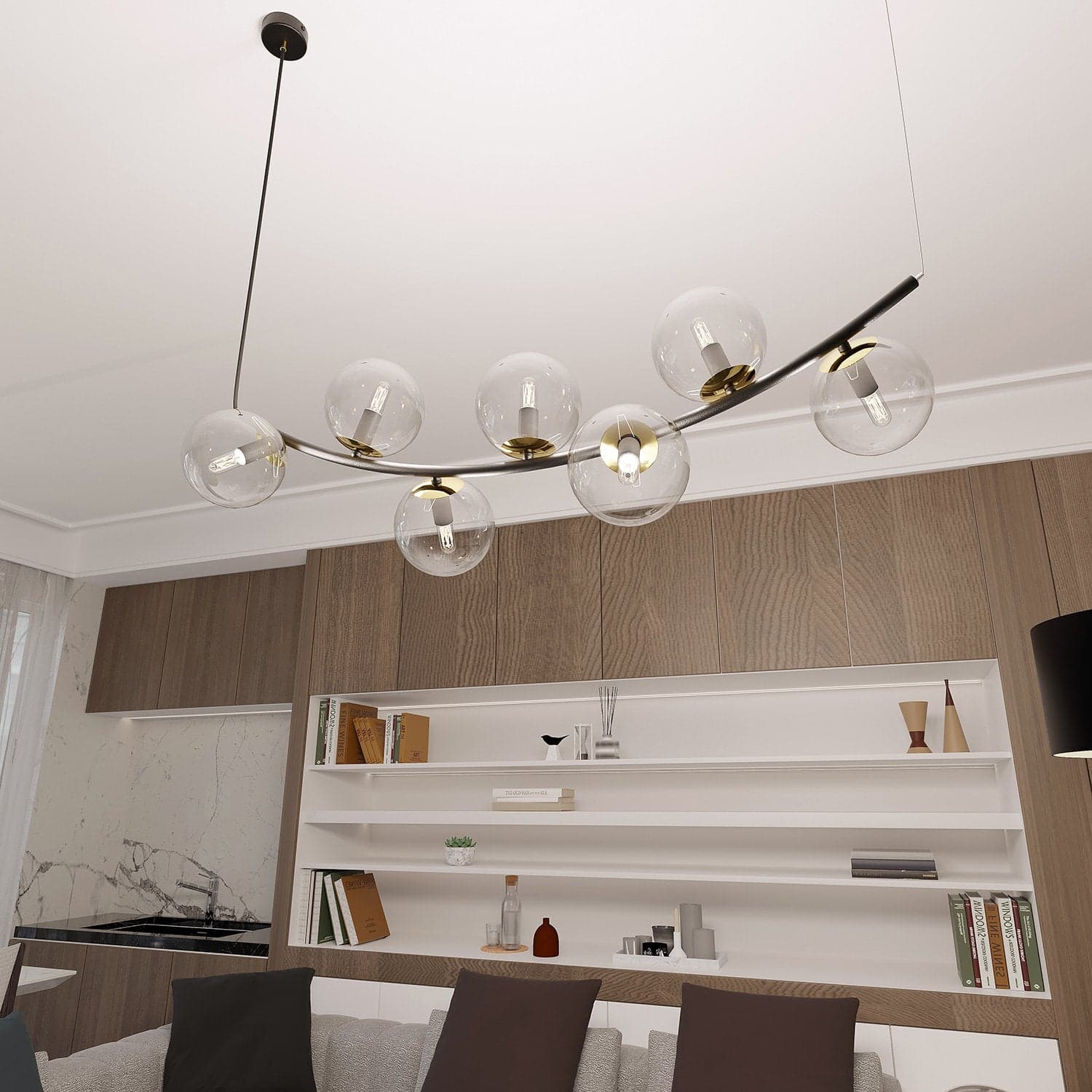Sospensione Contemporanea Ritz 7 Luci In Acciaio Nero E Vetro Trasparente in Lampade a sospensione LuceArt - Montecorvino Pugliano, commercioVirtuoso.it