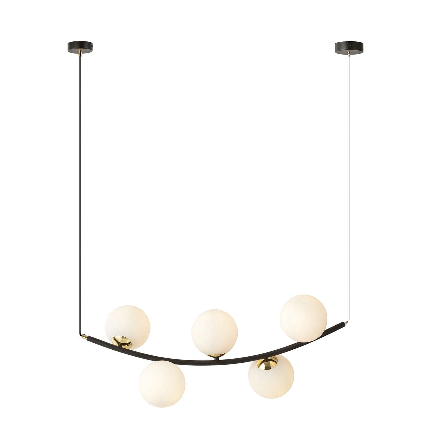 Sospensione Contemporanea Ritz 5 Luci In Acciaio Nero E Vetro Bianco in Lampade a sospensione LuceArt - Montecorvino Pugliano, commercioVirtuoso.it