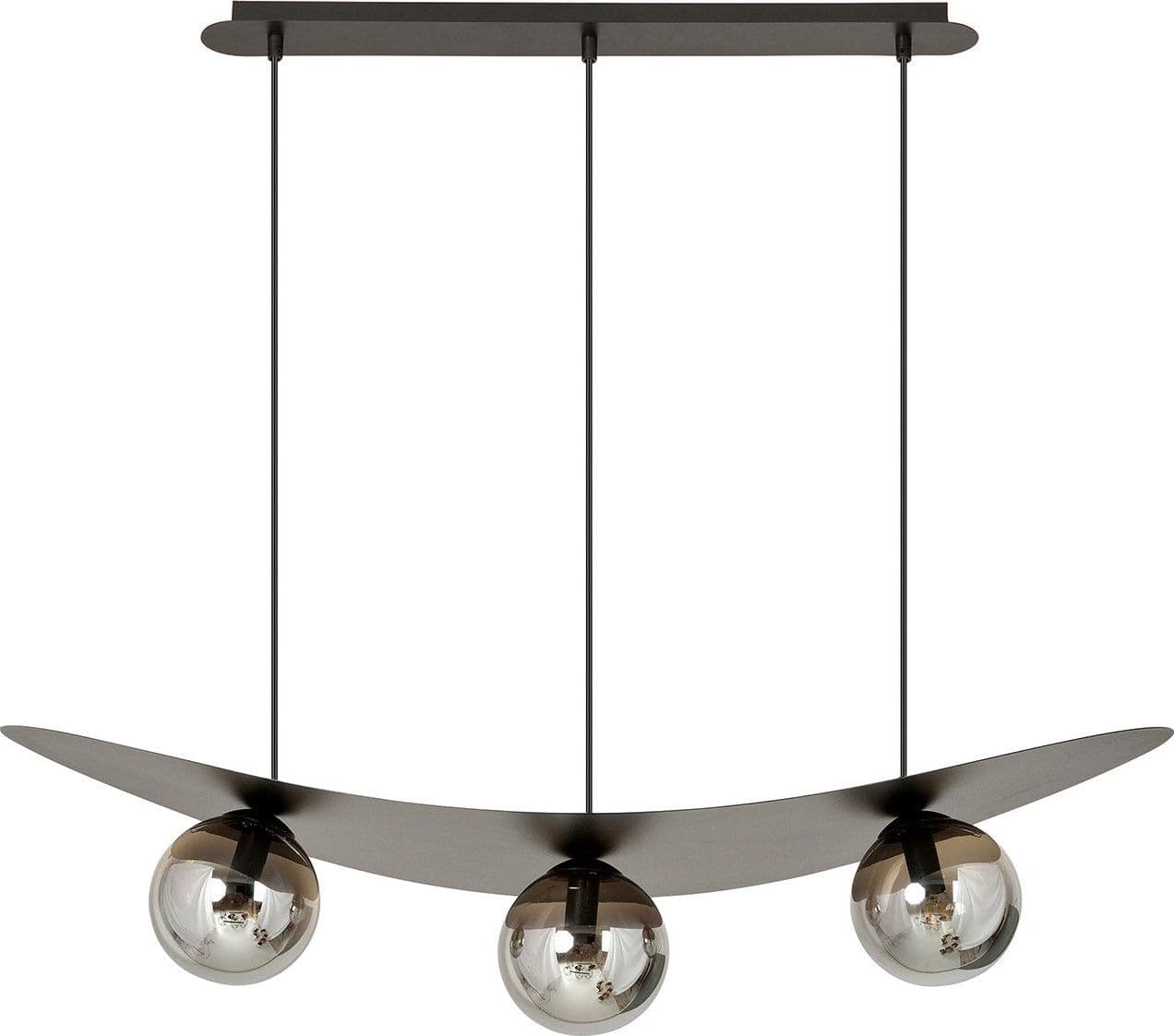 Sospensione Moderna Aura 3 Luci In Acciaio Nero E Vetro Fumè in Lampade a sospensione LuceArt - Montecorvino Pugliano, commercioVirtuoso.it