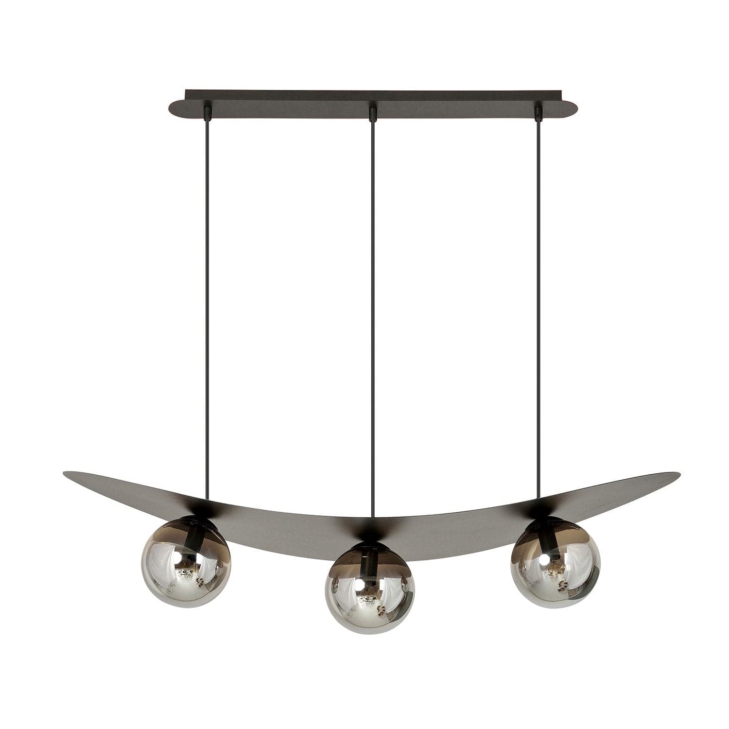 Sospensione Moderna Aura 3 Luci In Acciaio Nero E Vetro Fumè in Lampade a sospensione LuceArt - Montecorvino Pugliano, commercioVirtuoso.it