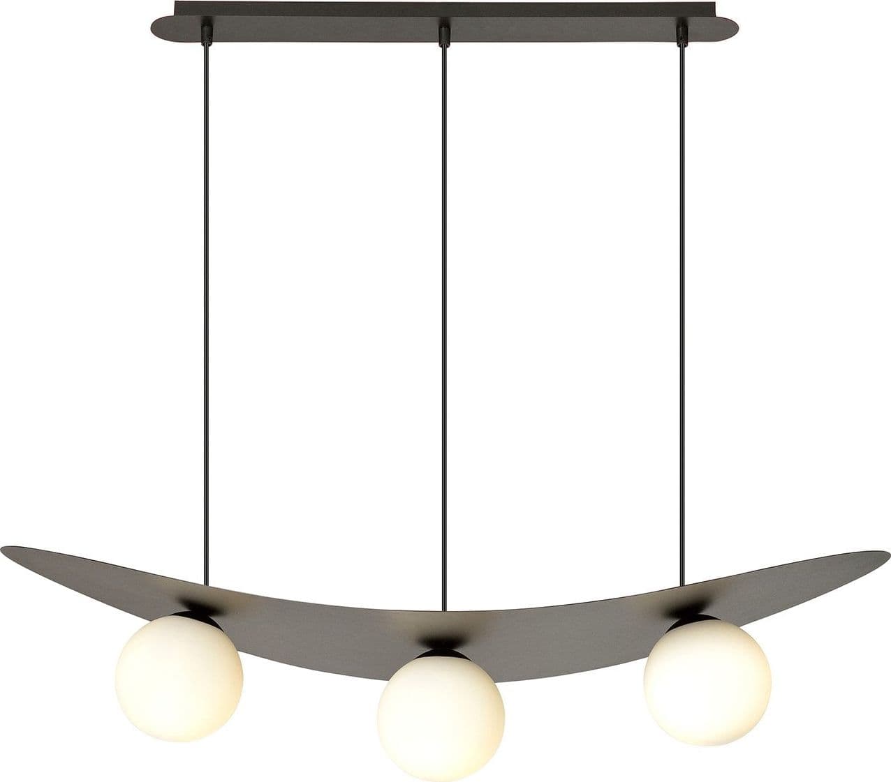 Sospensione Moderna Aura 3 Luci In Acciaio Nero E Vetro Bianco in Lampade a sospensione LuceArt - Montecorvino Pugliano, commercioVirtuoso.it