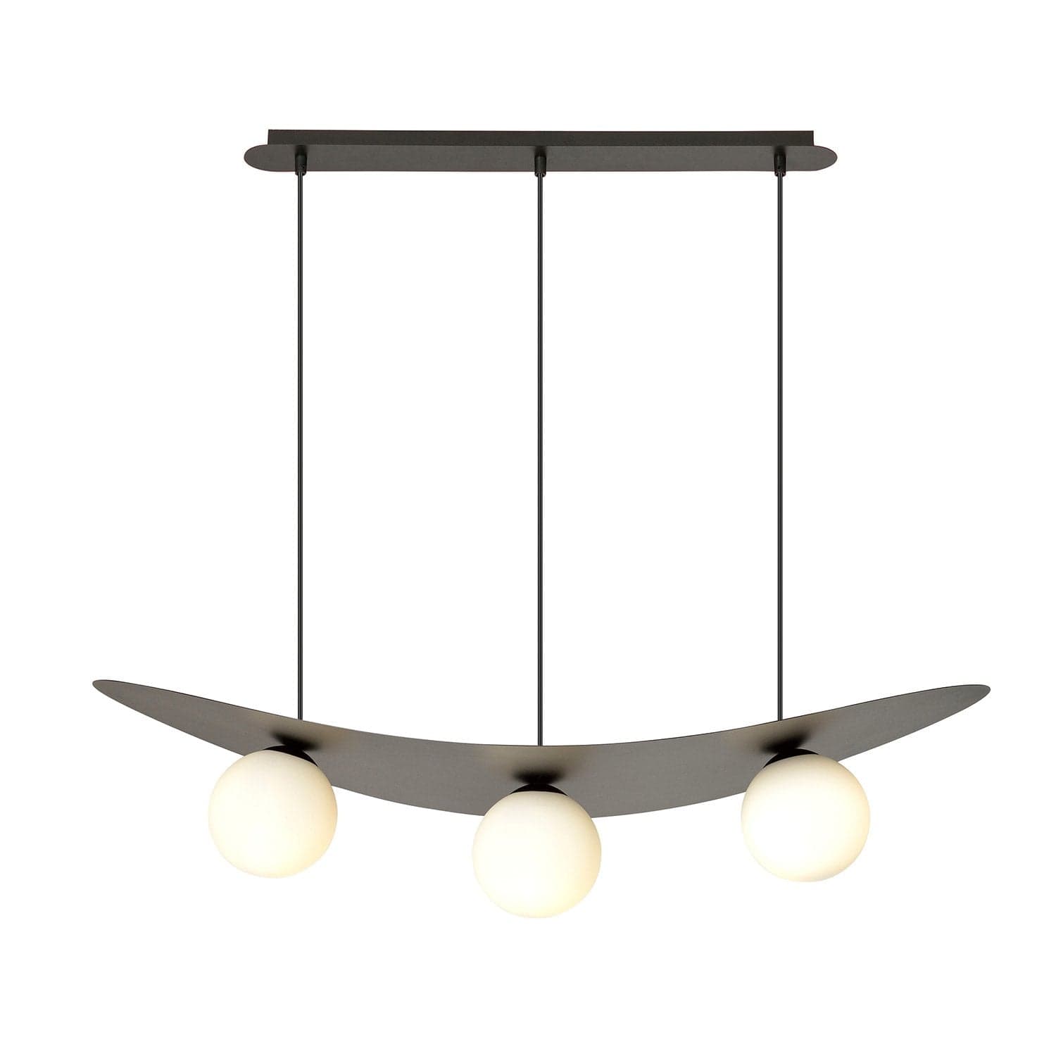 Sospensione Moderna Aura 3 Luci In Acciaio Nero E Vetro Bianco in Lampade a sospensione LuceArt - Montecorvino Pugliano, commercioVirtuoso.it