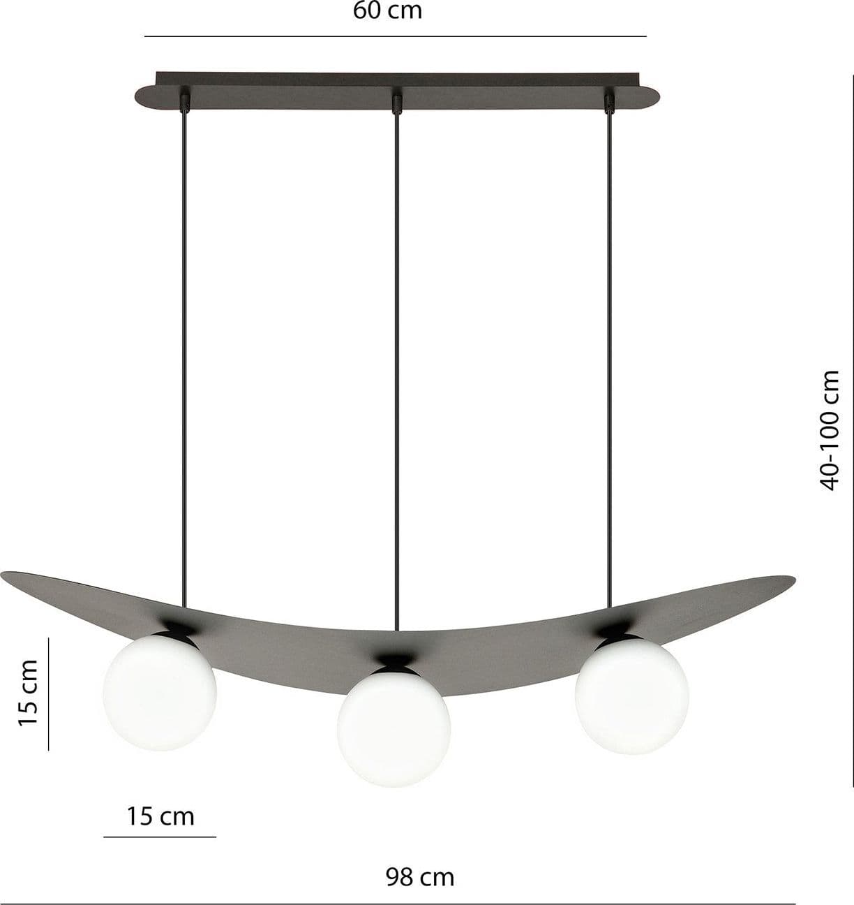 Sospensione Moderna Aura 3 Luci In Acciaio Nero E Vetro Bianco in Lampade a sospensione LuceArt - Montecorvino Pugliano, commercioVirtuoso.it
