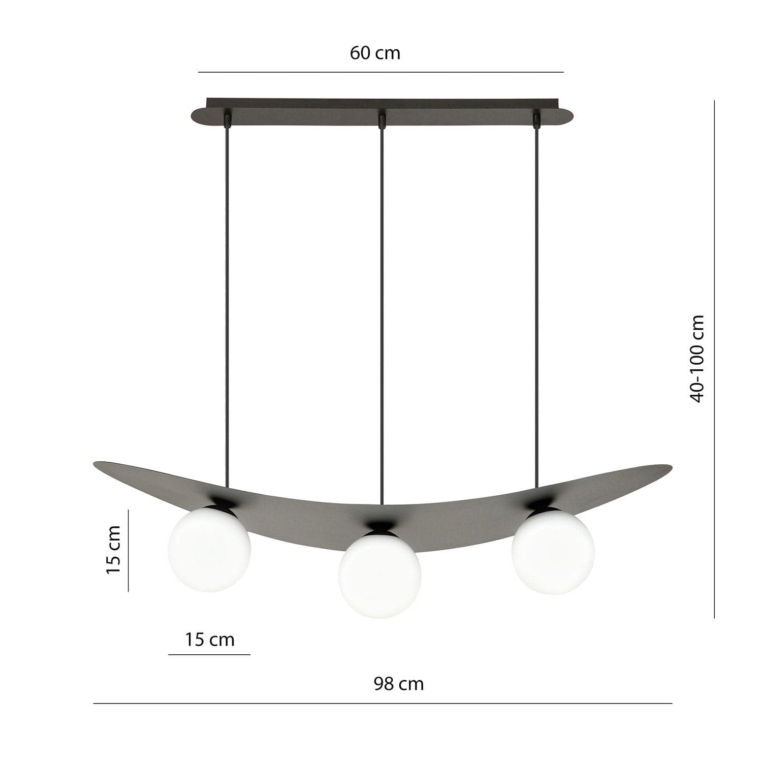 Sospensione Moderna Aura 3 Luci In Acciaio Nero E Vetro Bianco in Lampade a sospensione LuceArt - Montecorvino Pugliano, commercioVirtuoso.it