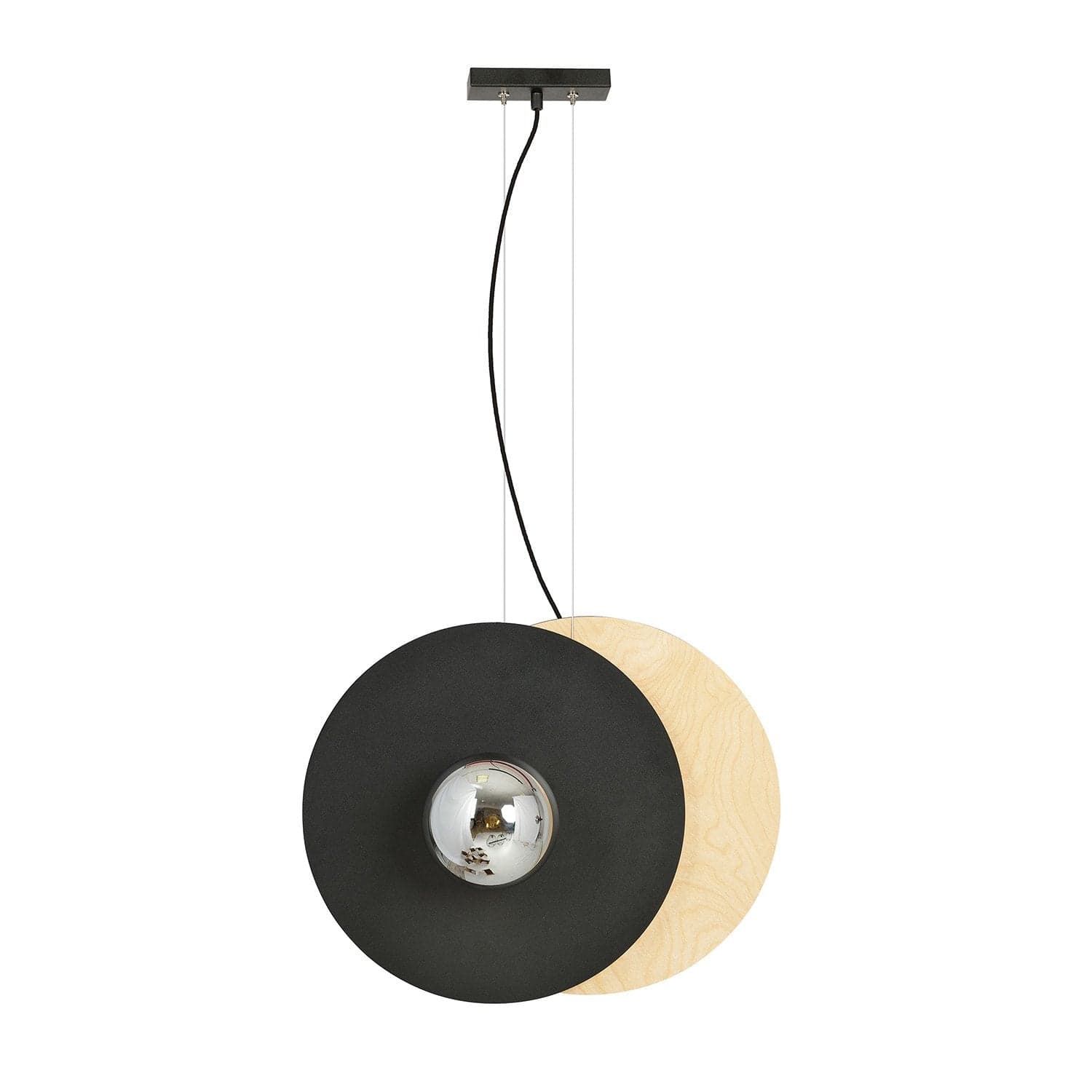 Sospensione Minimal Nordica Soho 2 Luci In Acciaio Nero E Legno Vetro Fumè in Lampade a sospensione LuceArt - Montecorvino Pugliano, commercioVirtuoso.it
